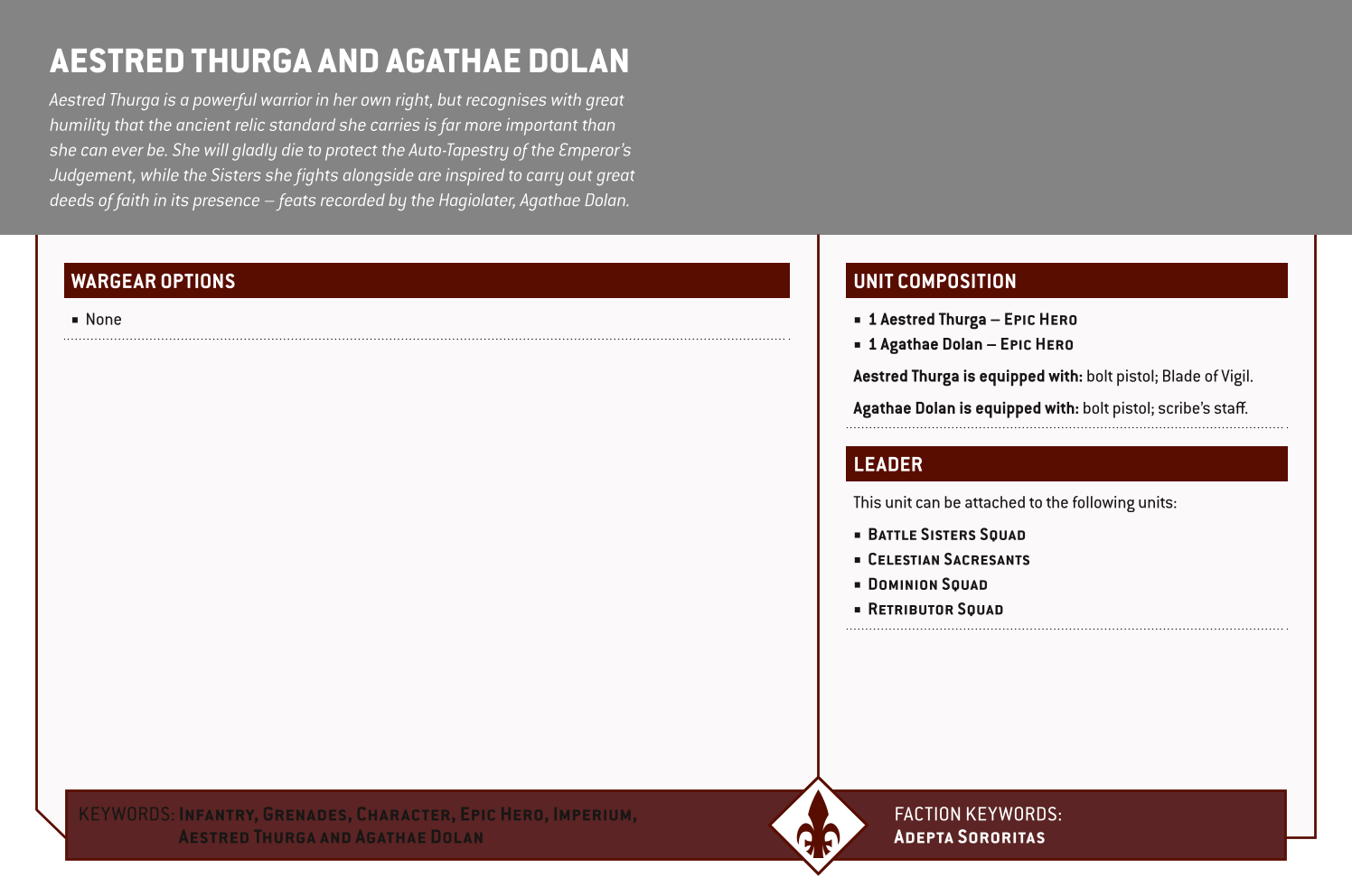 Aestred Thurga And Agathae Dolan Options