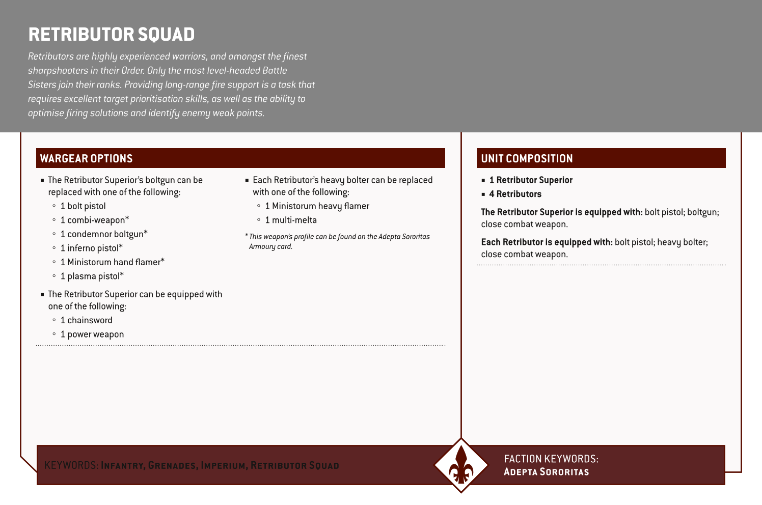 Retributor Squad Options