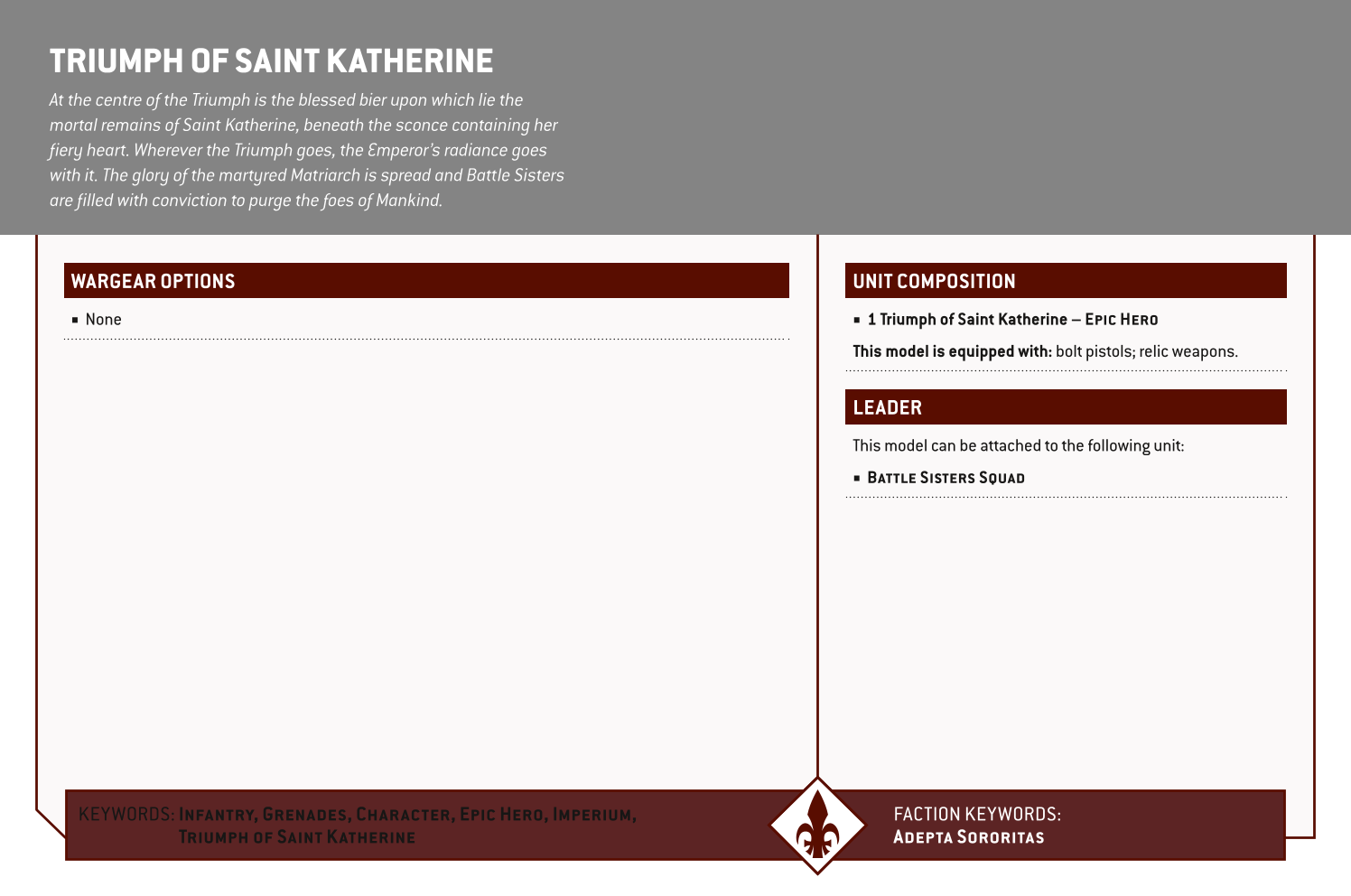 Triumph Of Saint Katherine Options