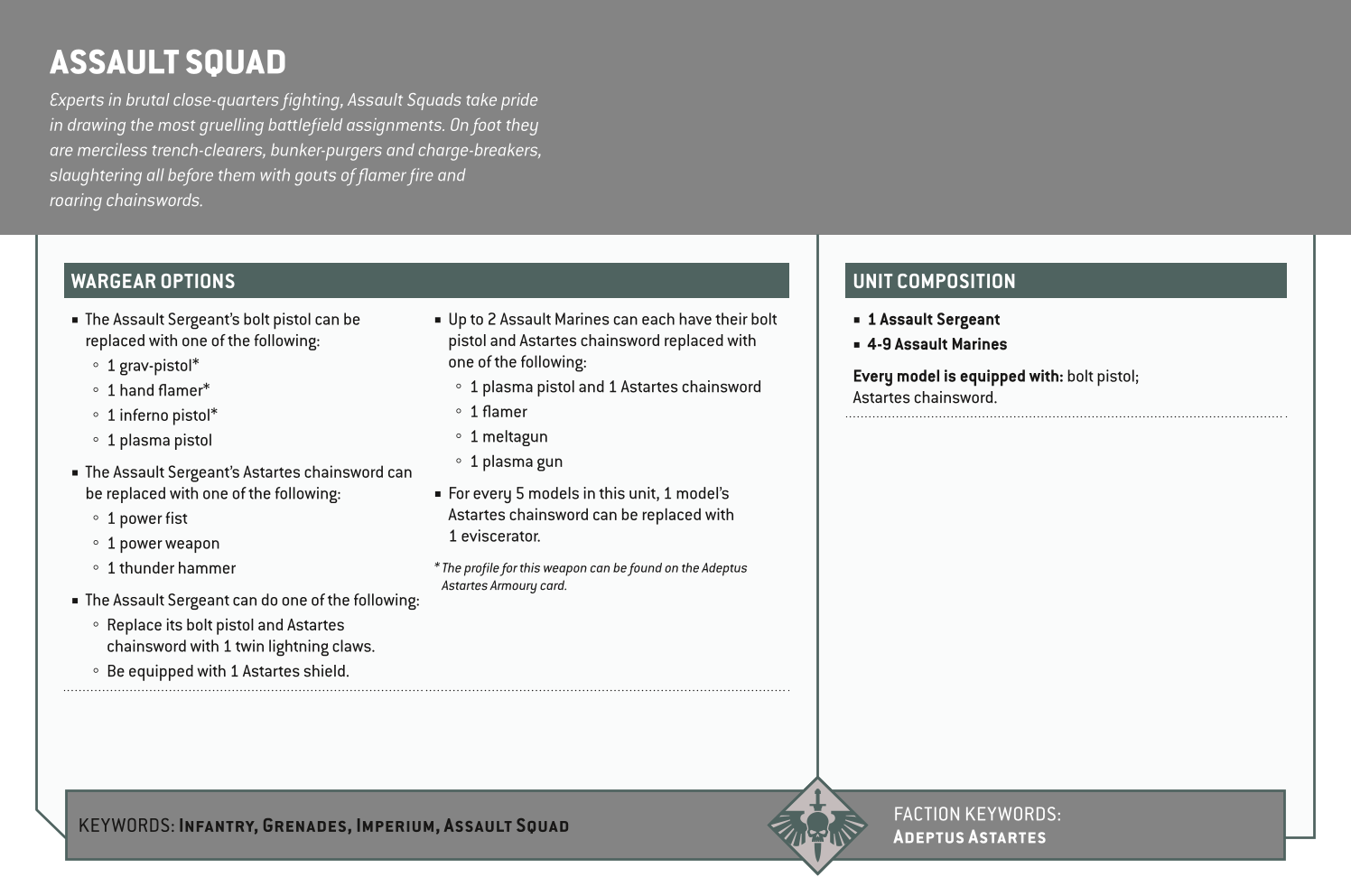 Assault Squad Options