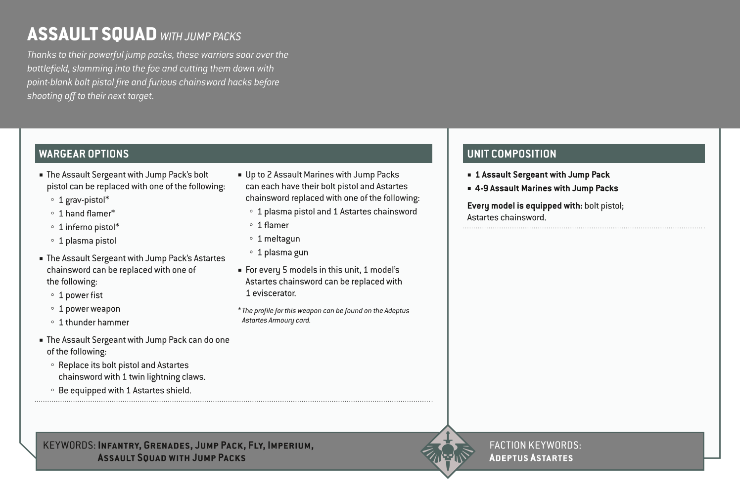 Assault Squad With Jump Packs Options