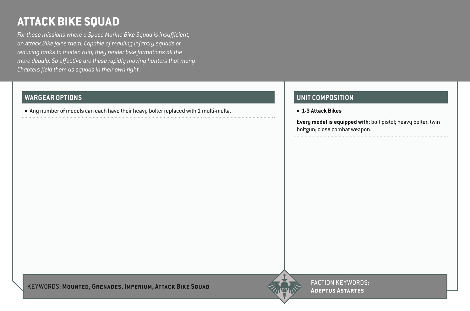 Attack Bike Squad Options