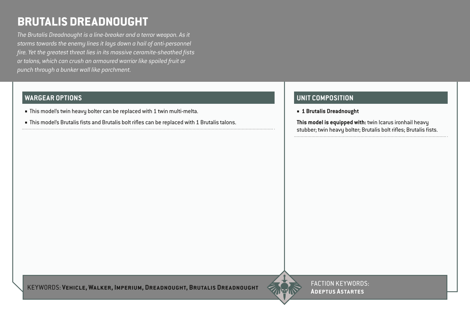 Brutalis Dreadnought Options