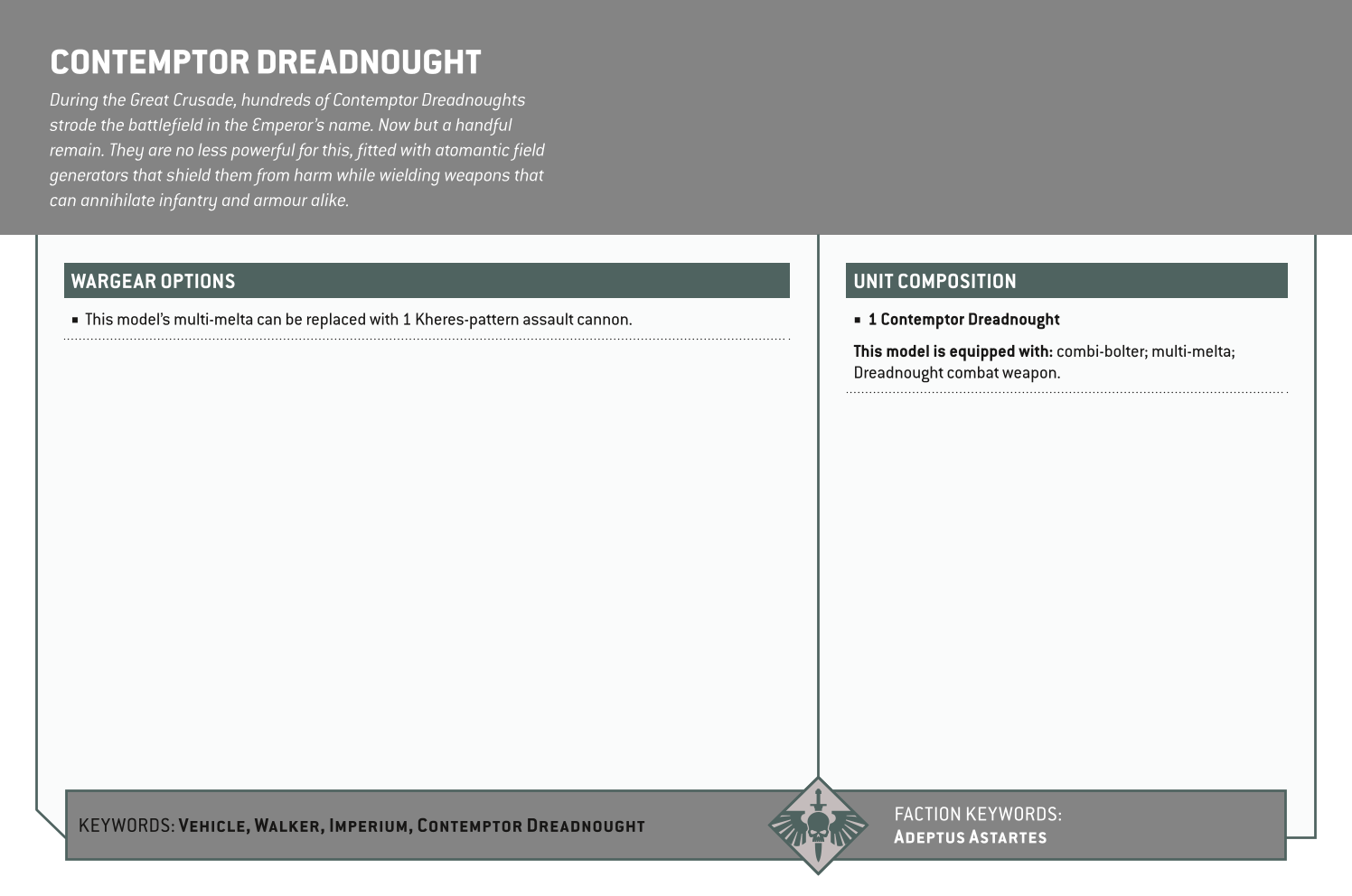 Contemptor Dreadnought Options