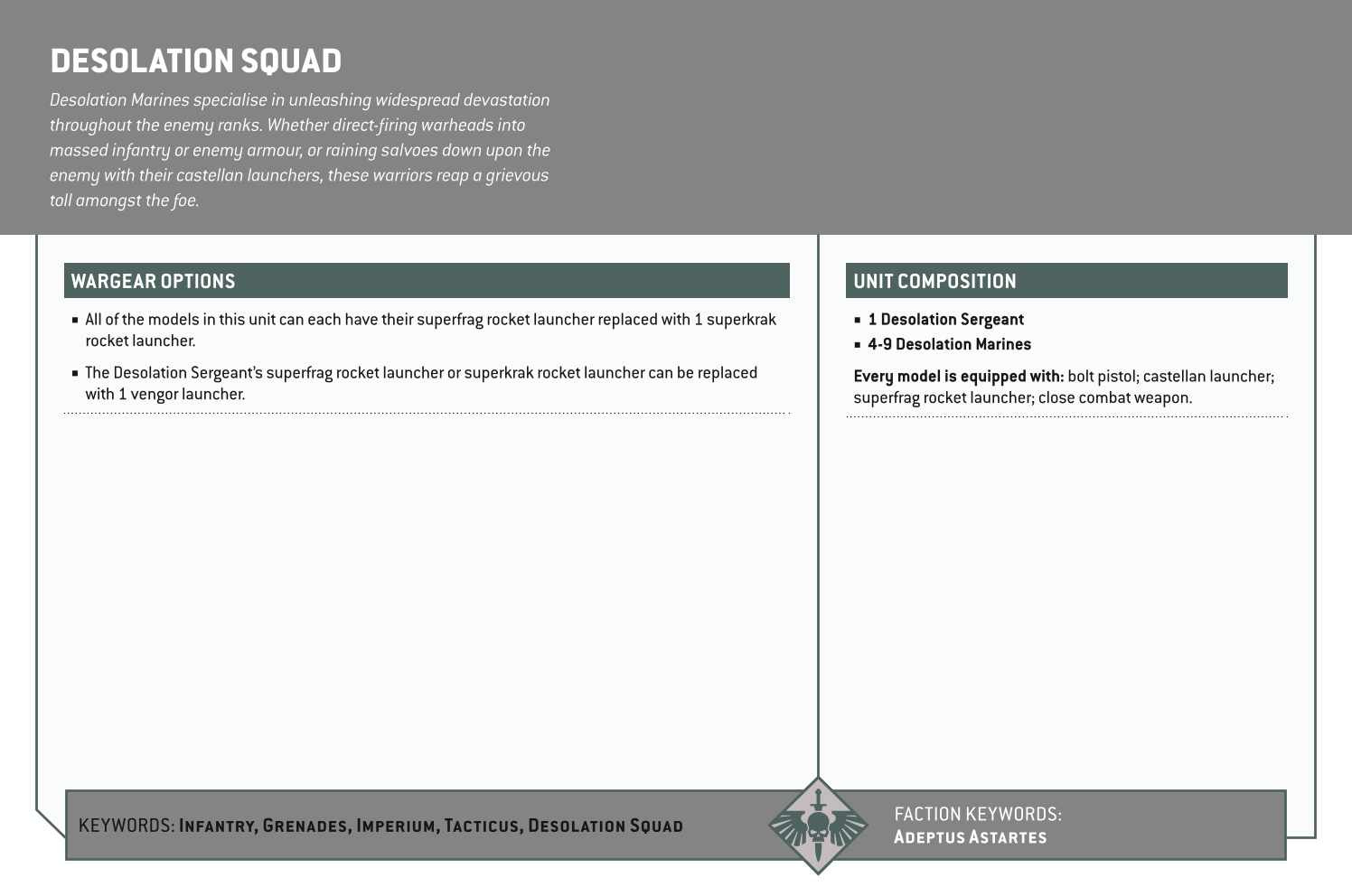 Desolation Squad Options