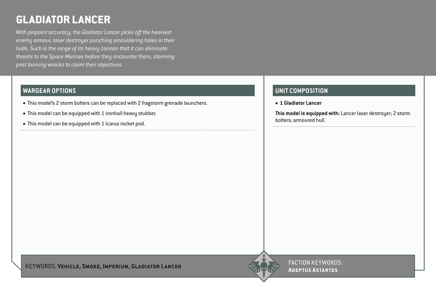 Gladiator Lancer Options