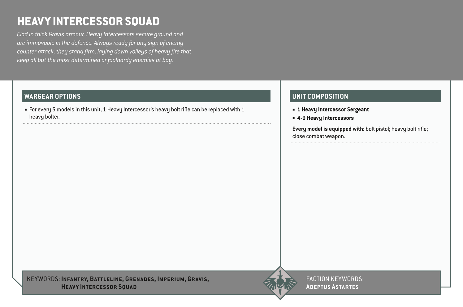 Heavy Intercessor Squad Options