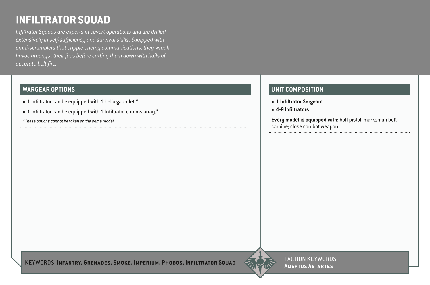 Infiltrator Squad Options