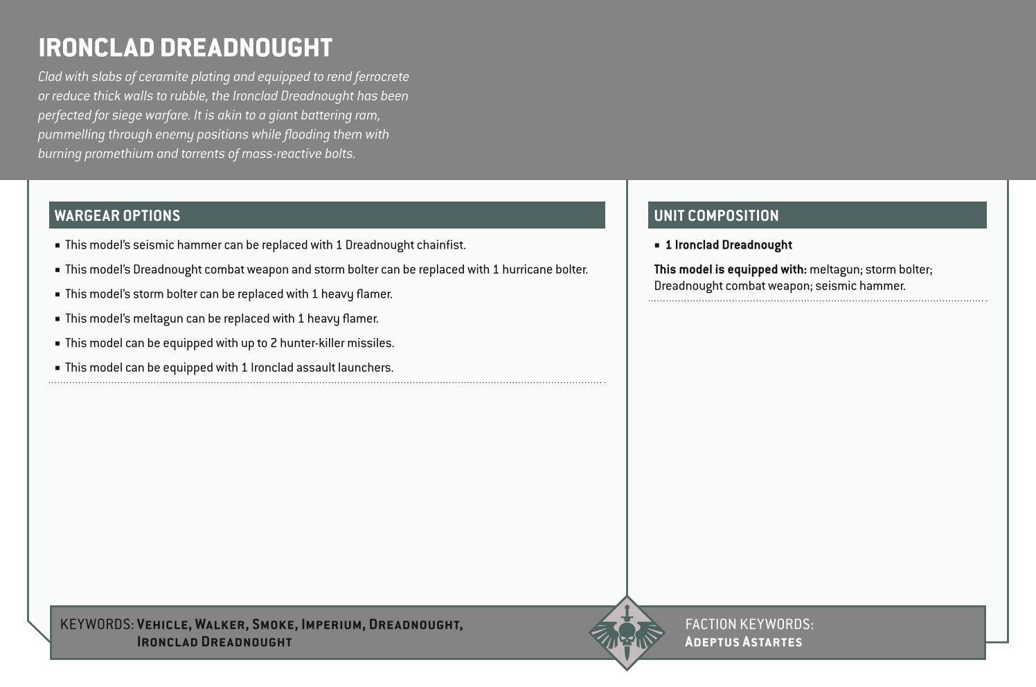 Ironclad Dreadnought Options