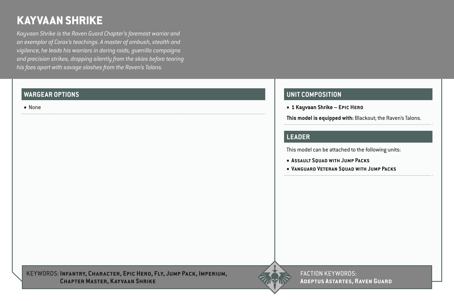 Kayvaan Shrike Options