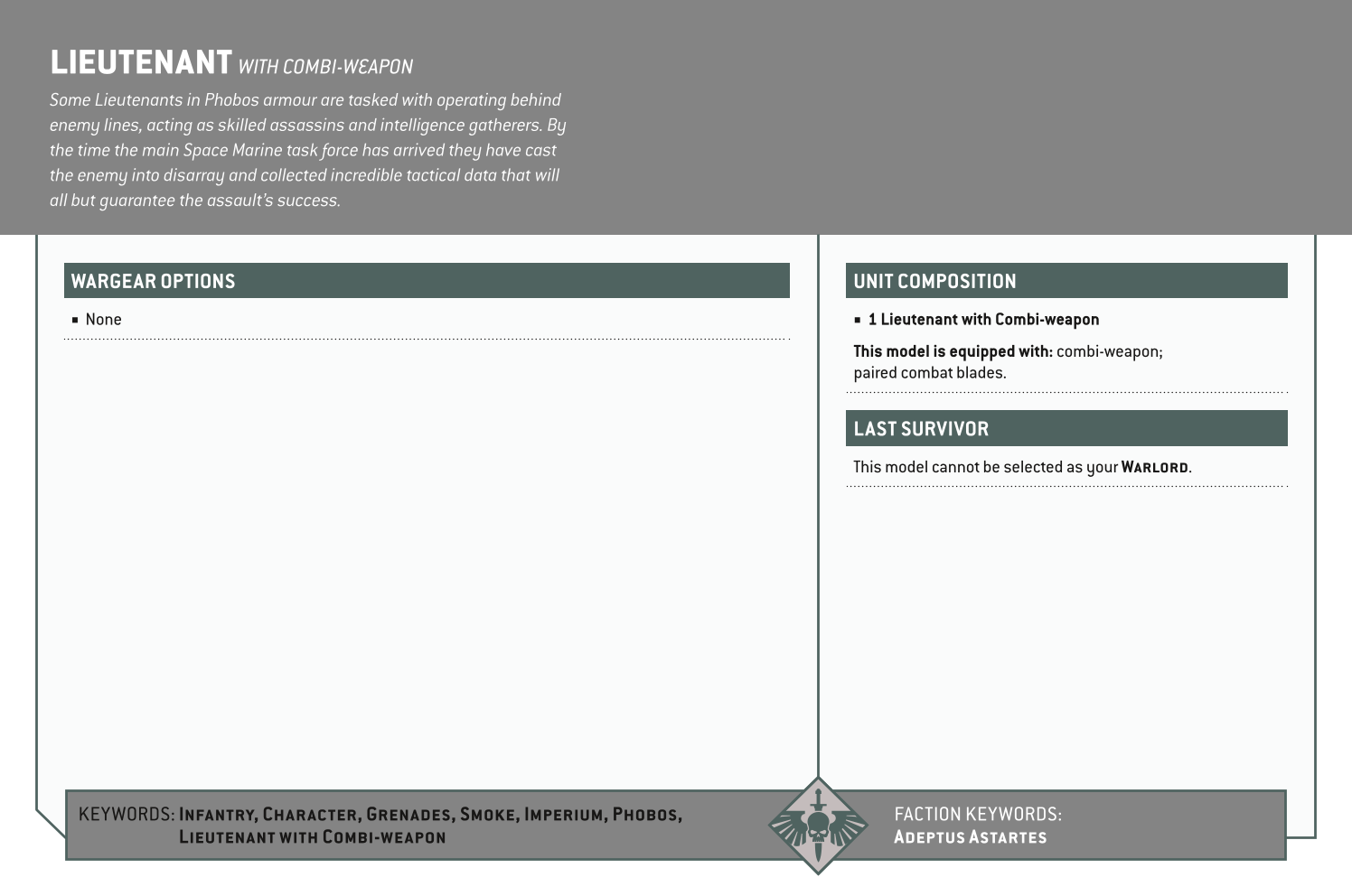 Lieutenant With Combi-weapon Options