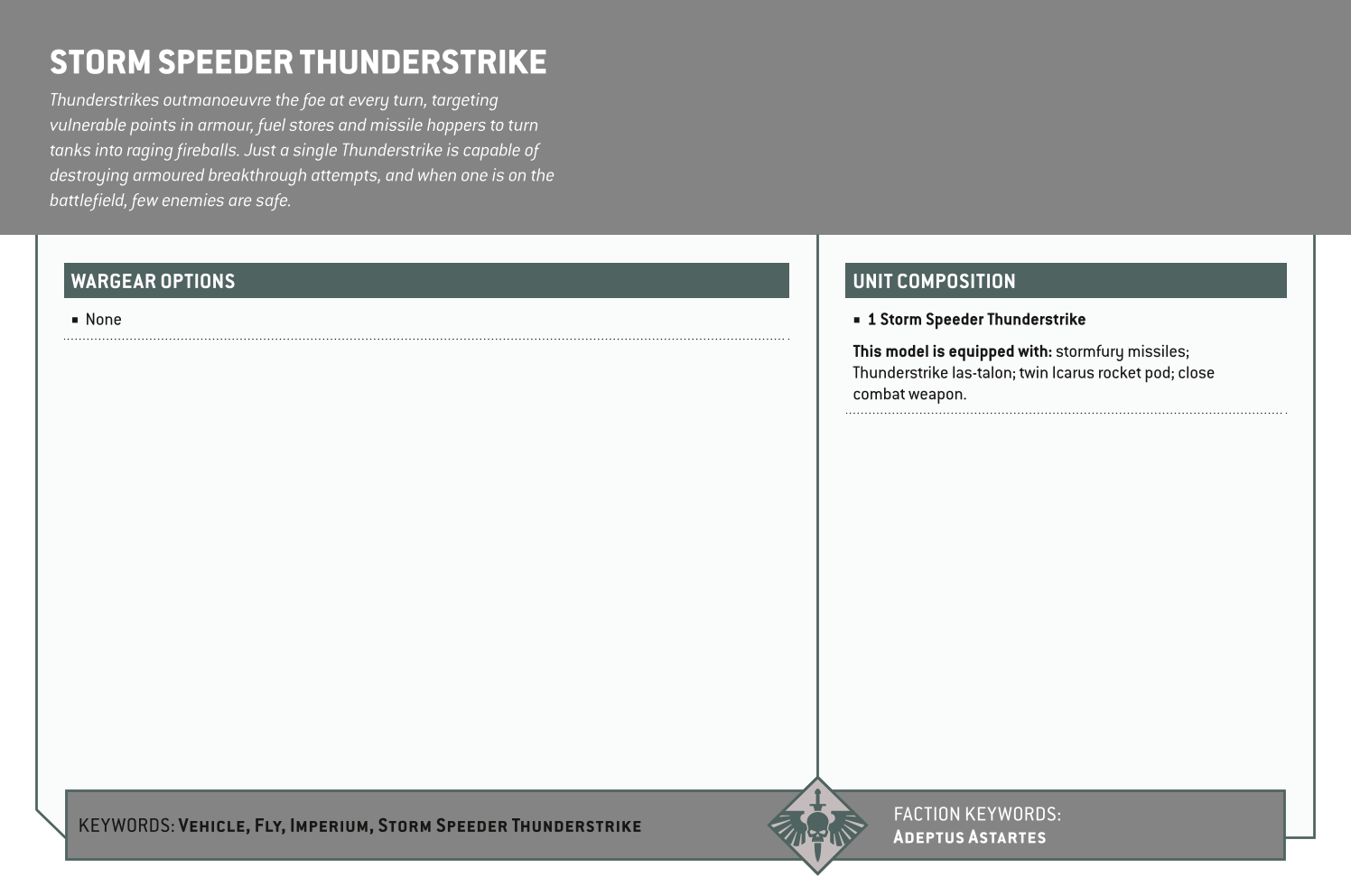 Storm Speeder Thunderstrike Options