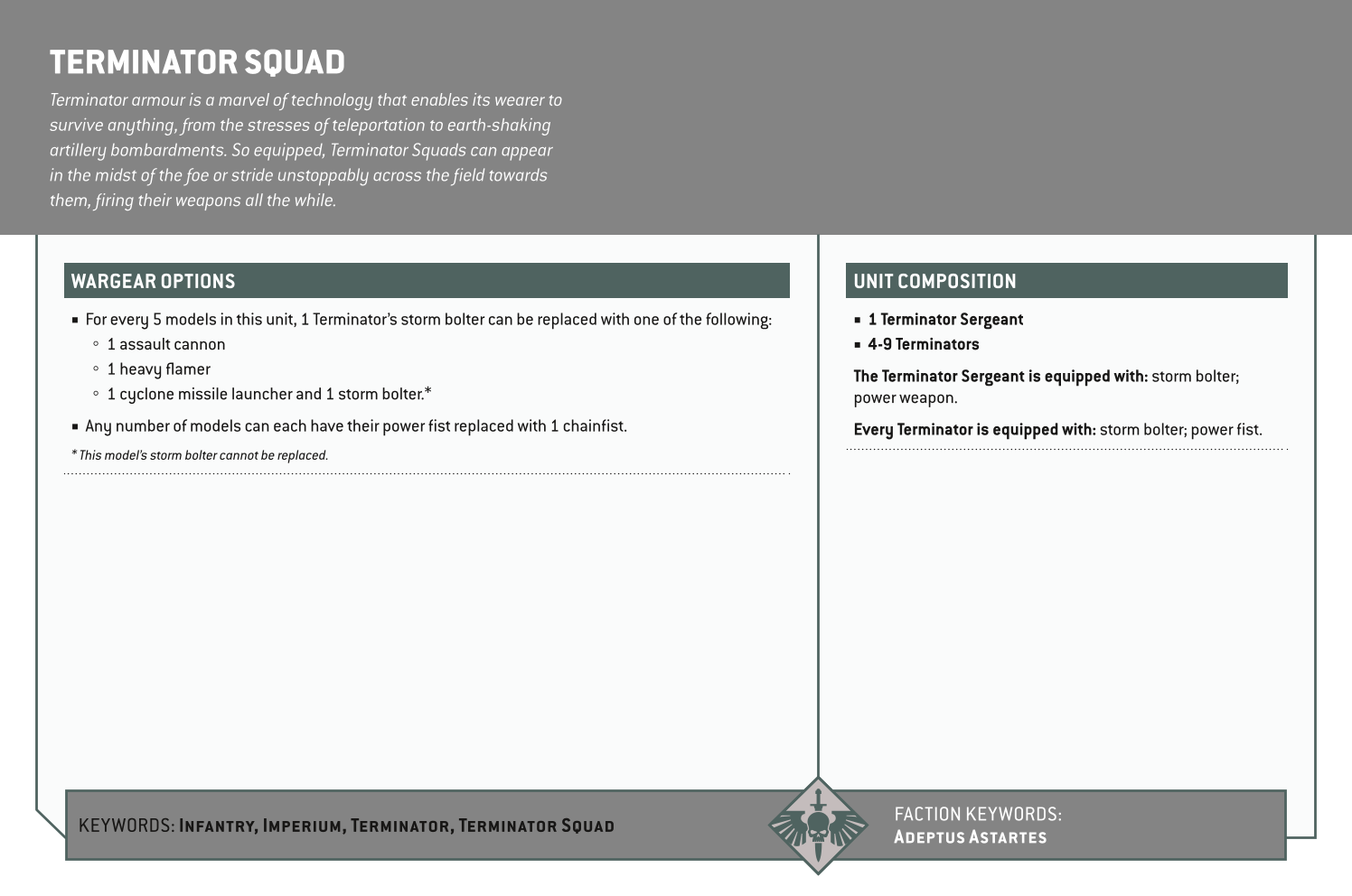 Terminator Squad Options