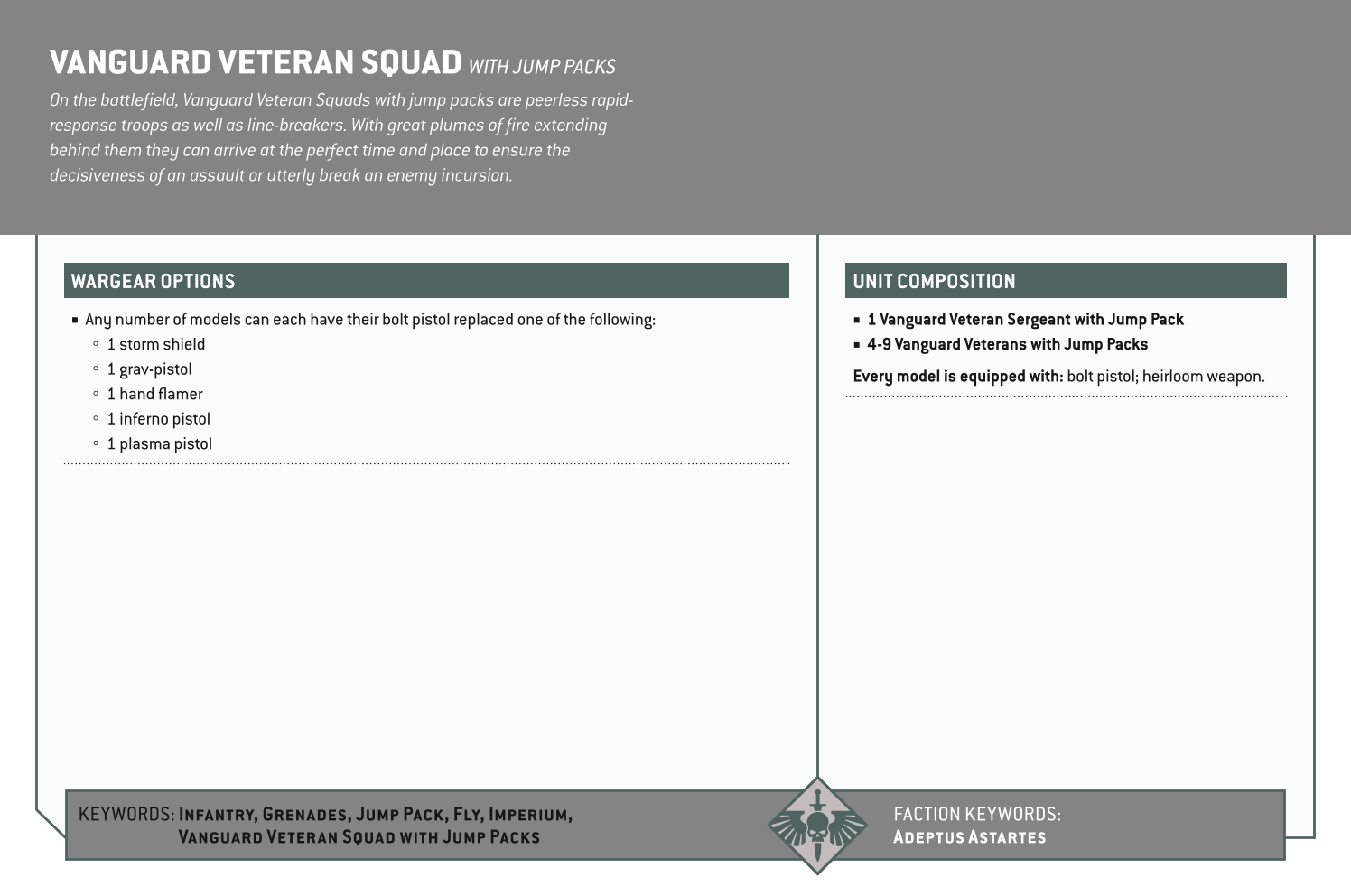 Vanguard Veteran Squad With Jump Packs Options