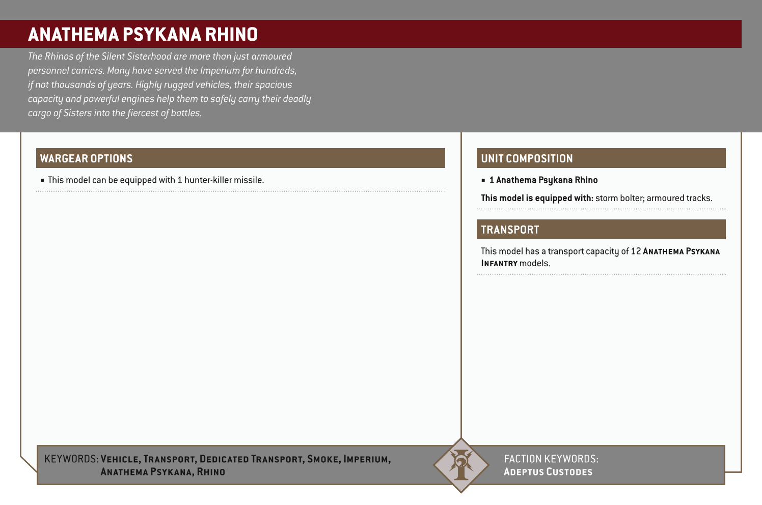 Anathema Psykana Rhino Options