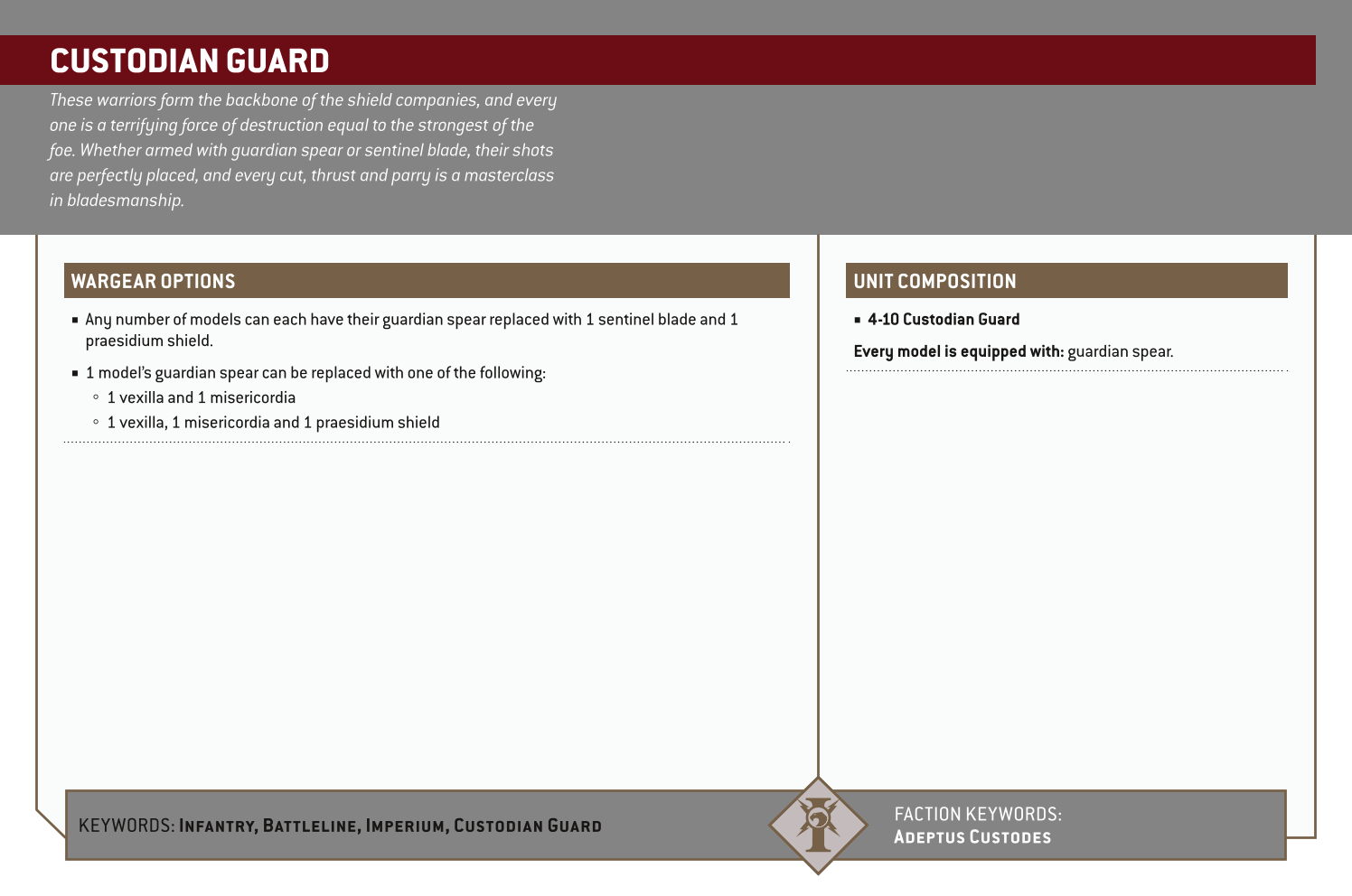 Custodian Guard Options