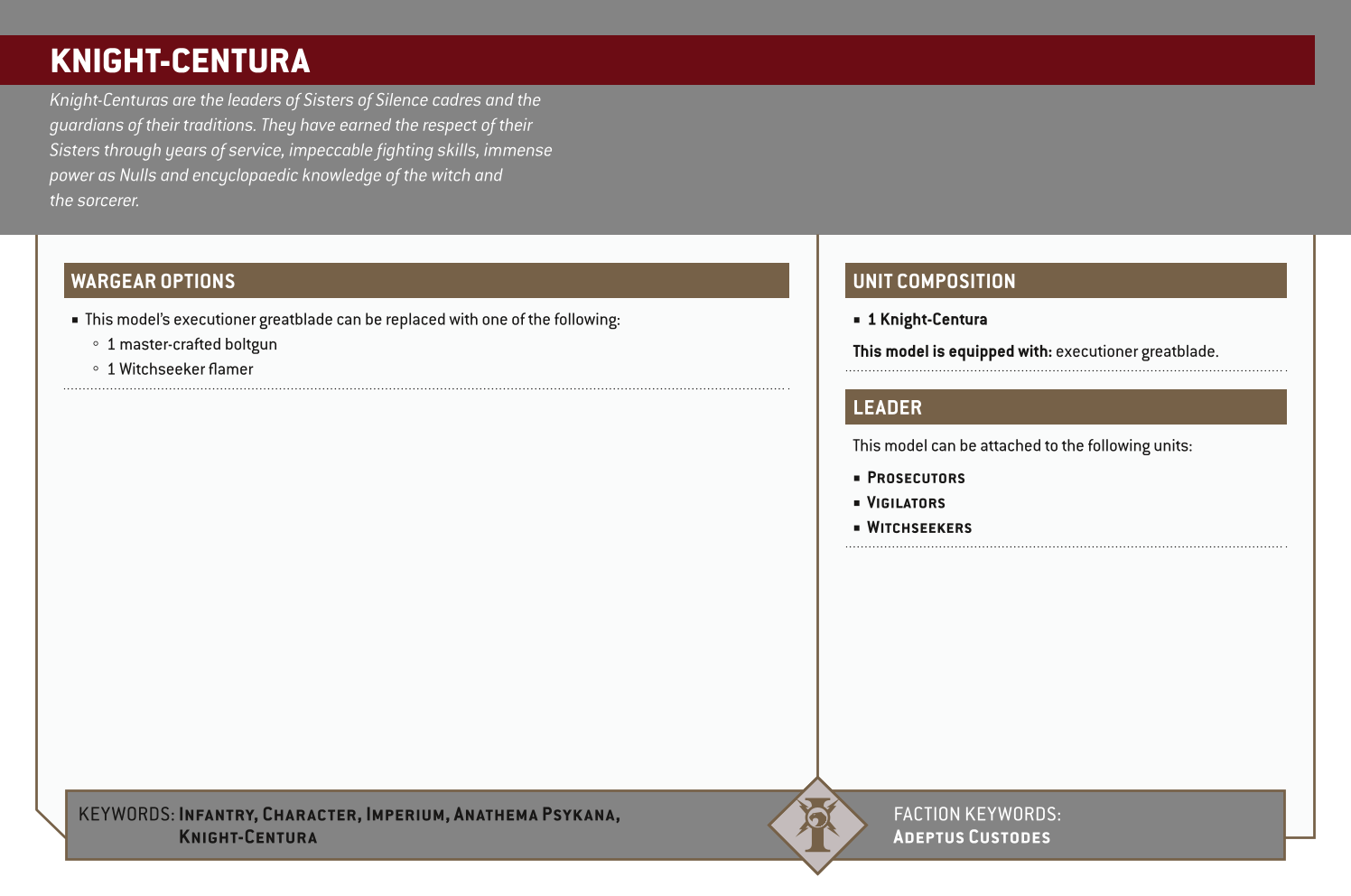 Knight-centura Options