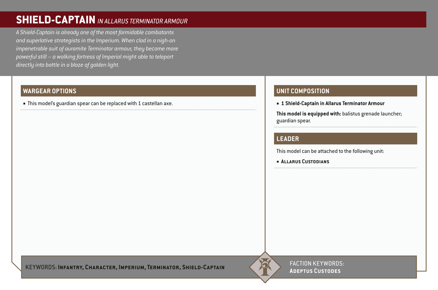 Shield-captain In Allarus Terminator Armour Options