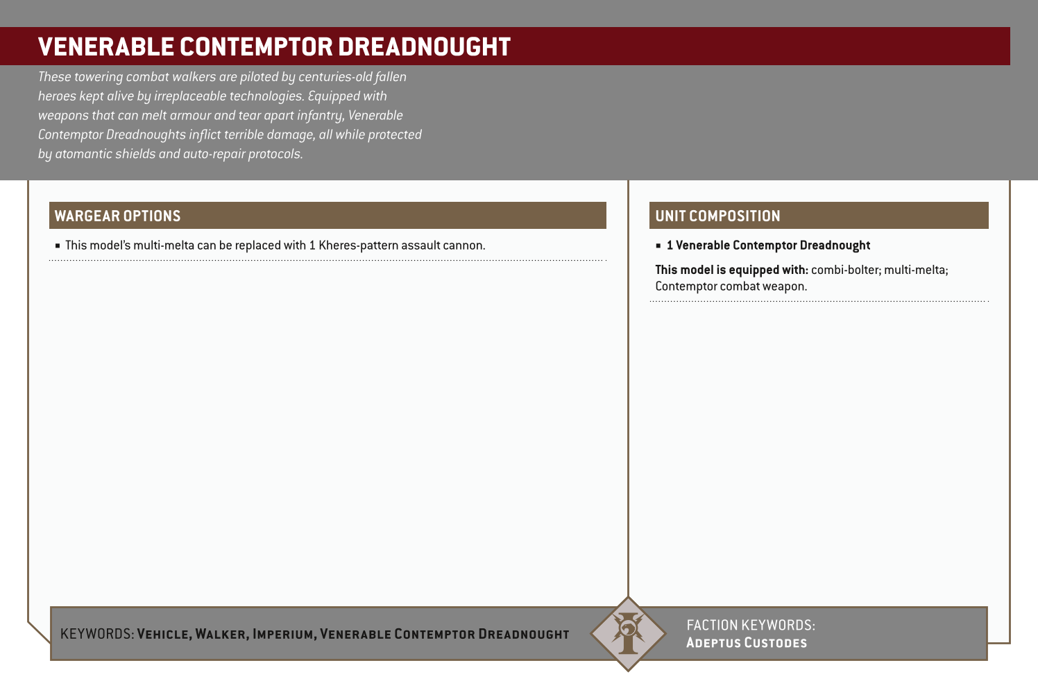 Venerable Contemptor Dreadnought Options