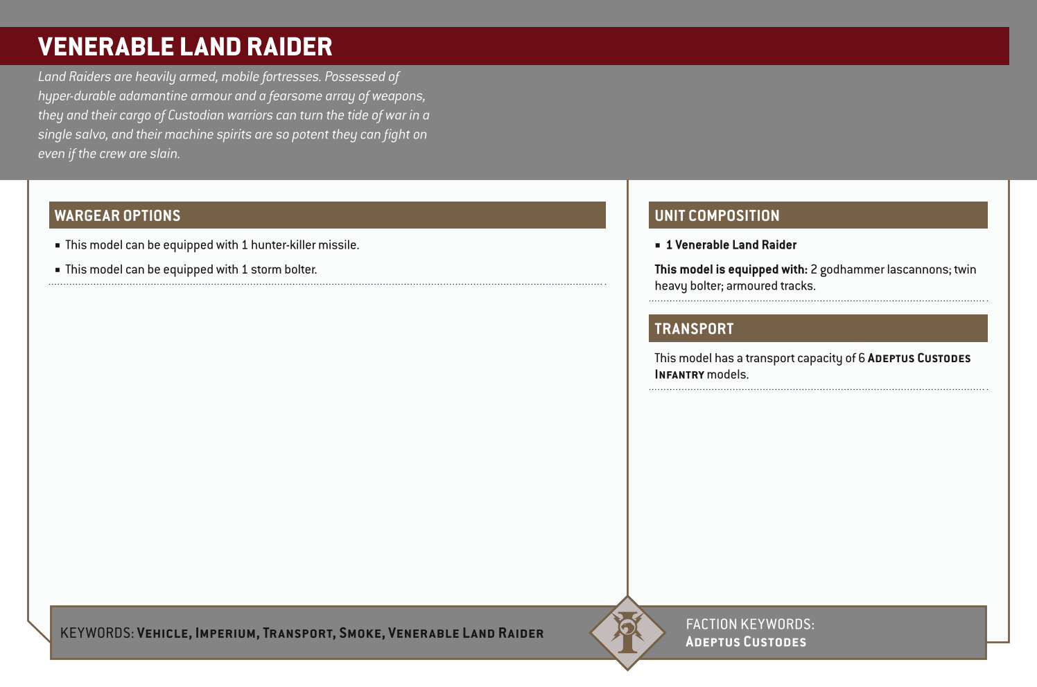 Venerable Land Raider Options