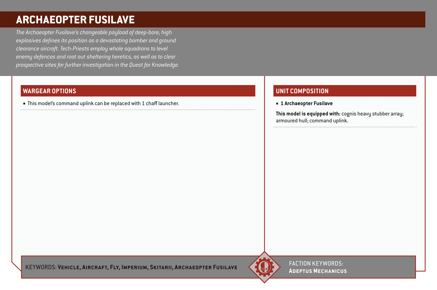 Archaeopter Fusilave Options