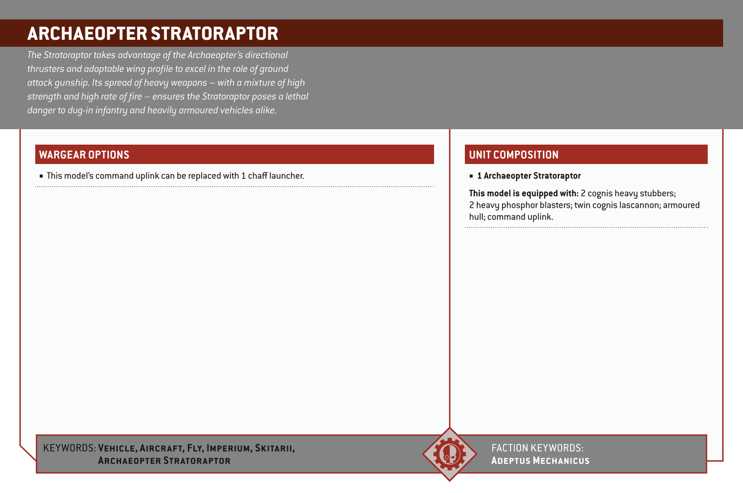 Archaeopter Stratoraptor Options