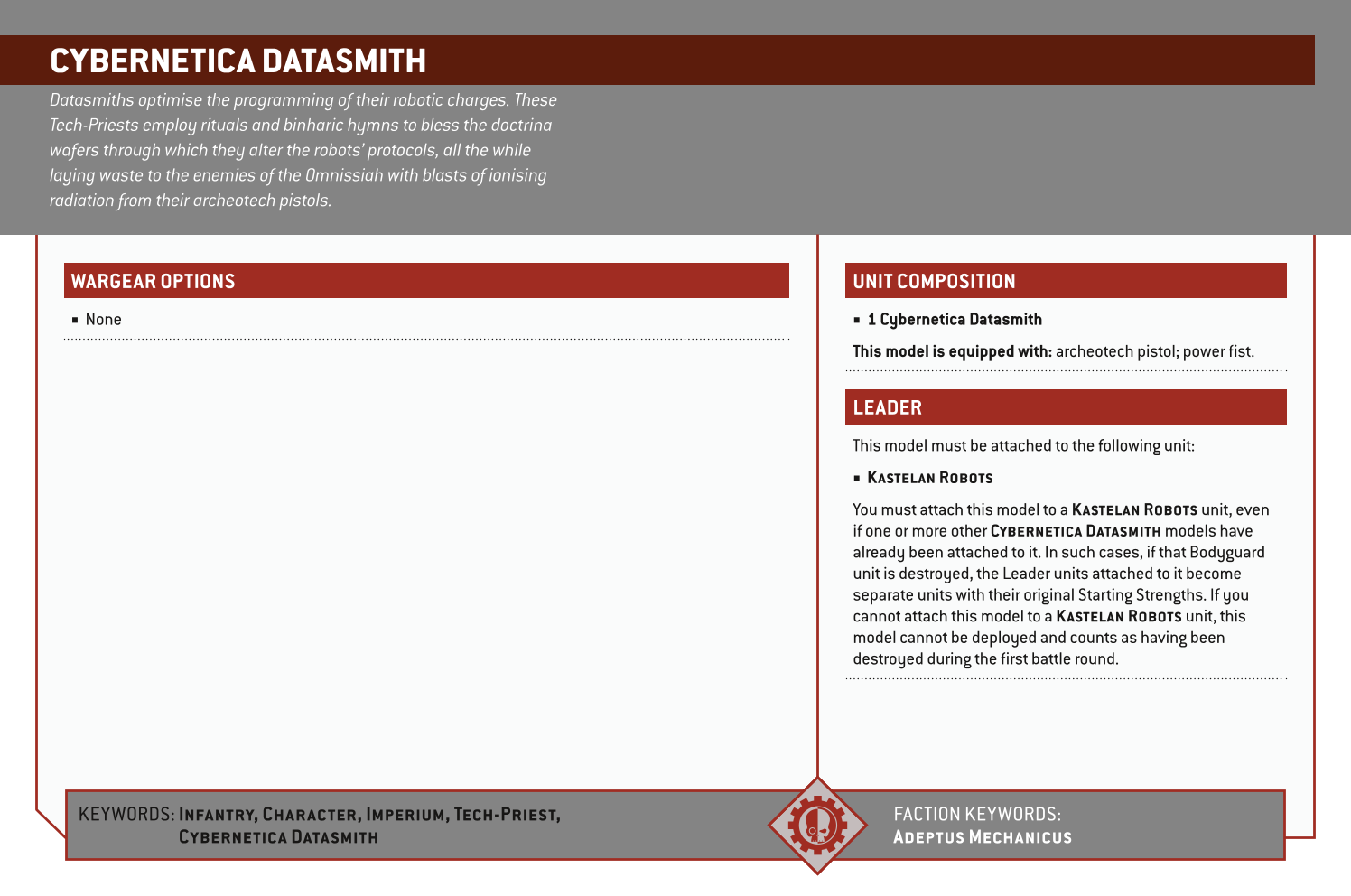 Cybernetica Datasmith Options