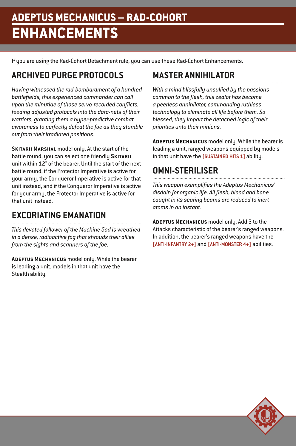 If You Are Using The Rad-cohort Detachment Rule, You Can Use These Rad-cohort Enhancements.