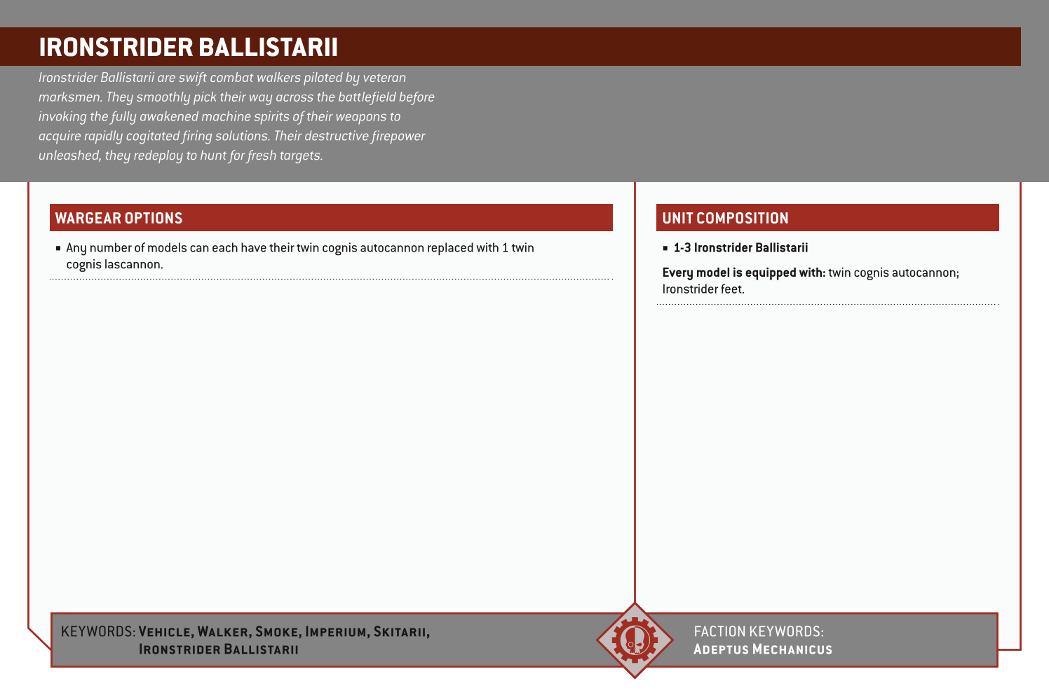 Ironstrider Ballistarii Options