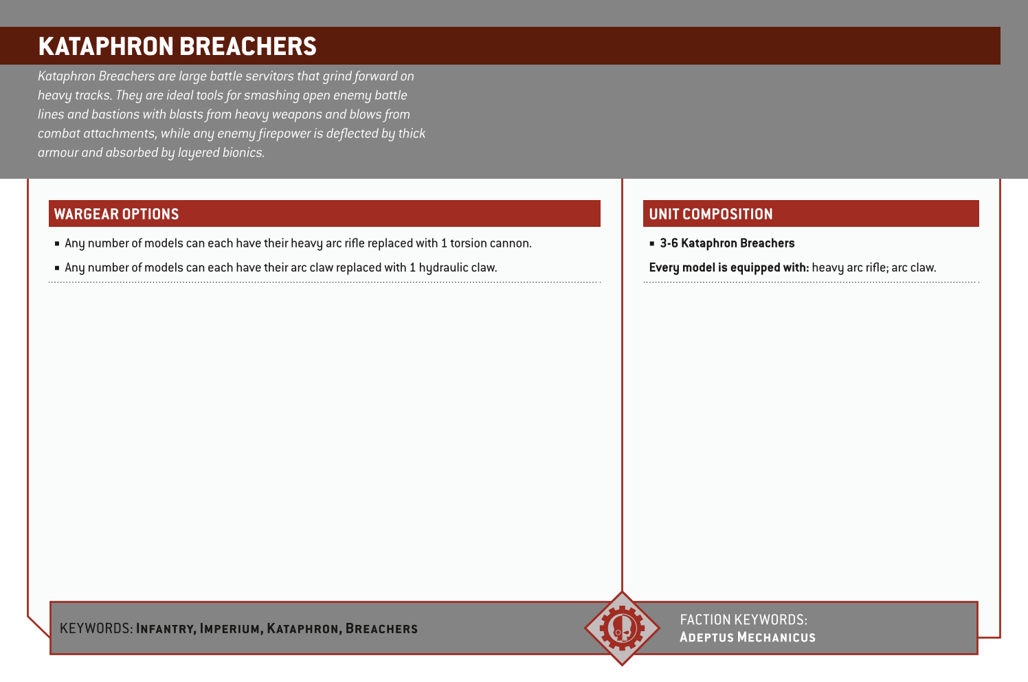 Kataphron Breachers Options