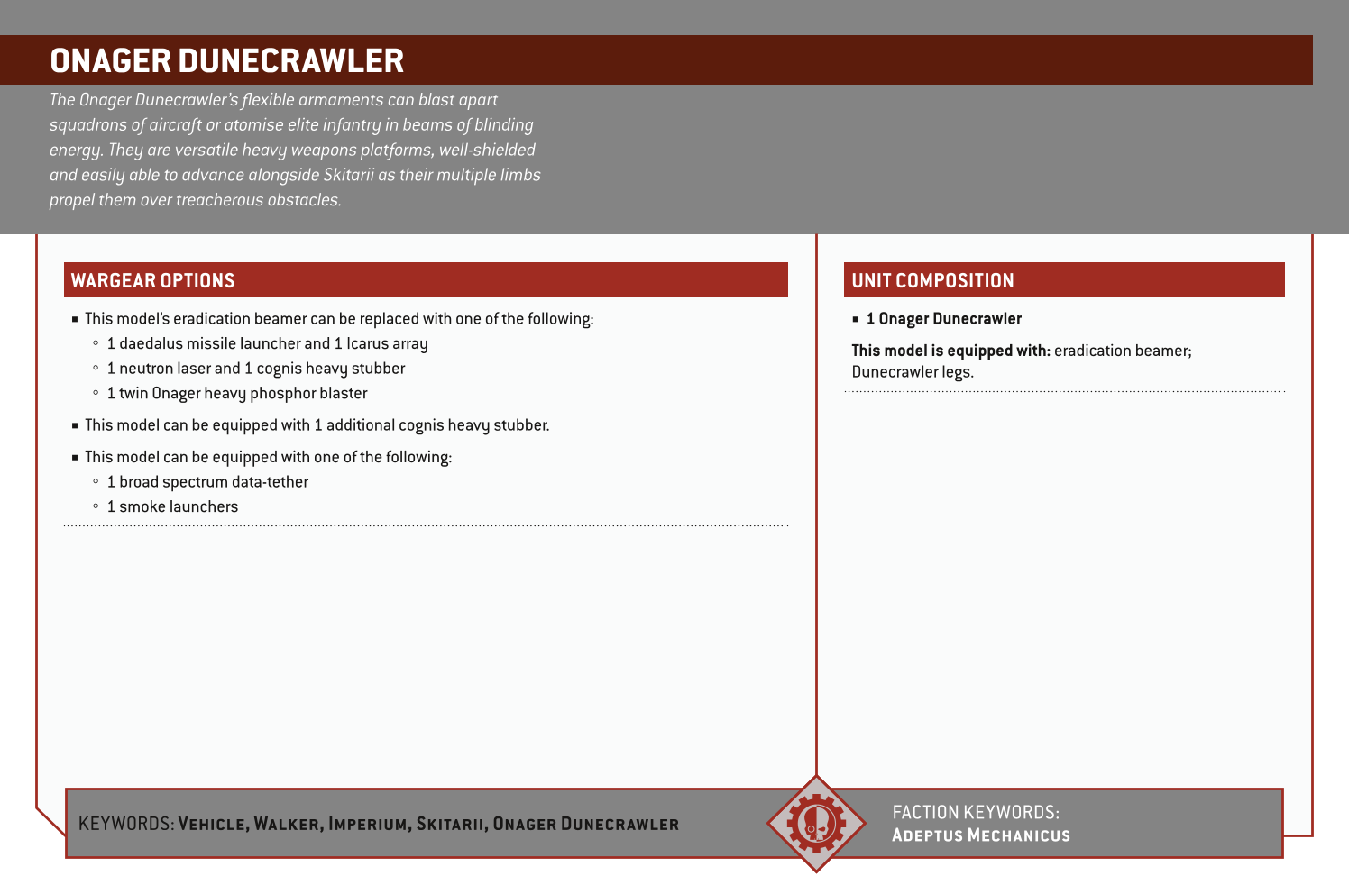 Onager Dunecrawler Options