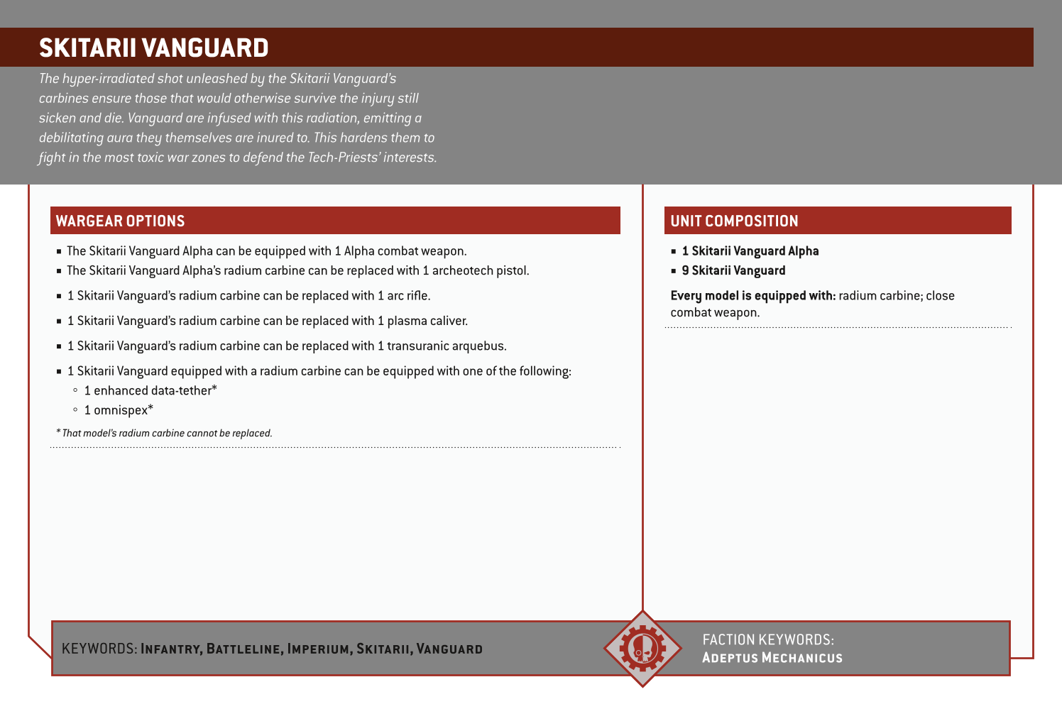 Skitarii Vanguard Options