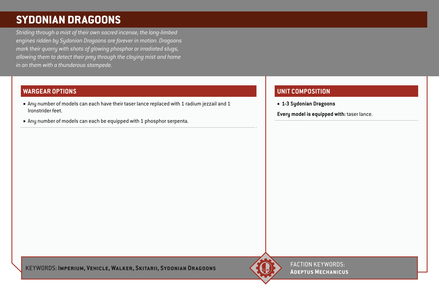 Sydonian Dragoons Options