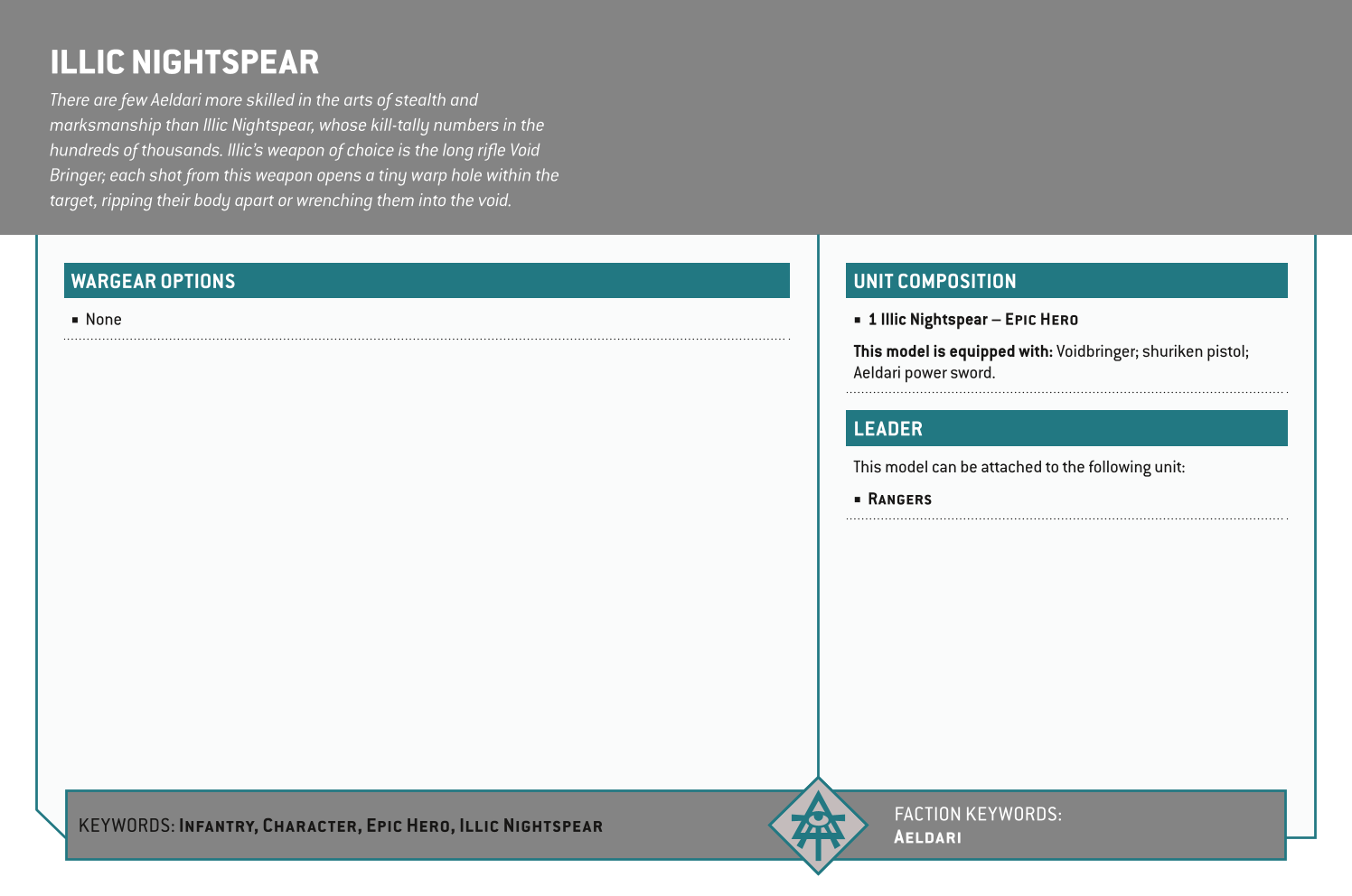 Illic Nightspear Options