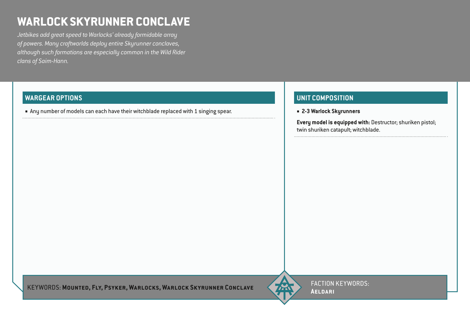 Warlock Skyrunner Conclave Options