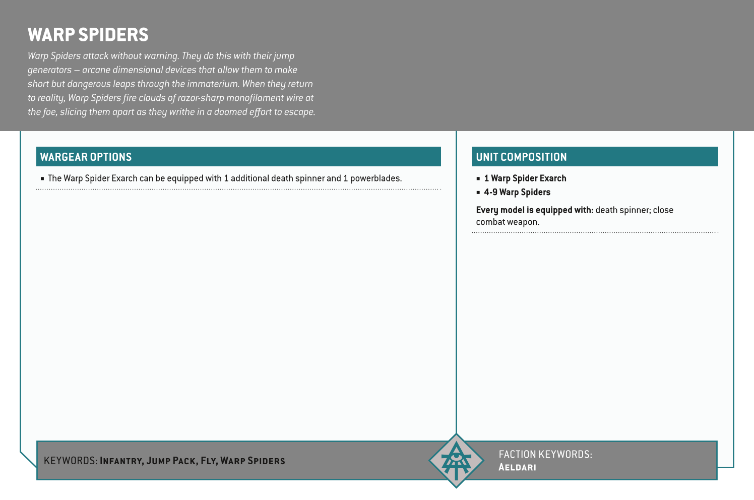 Warp Spiders Options