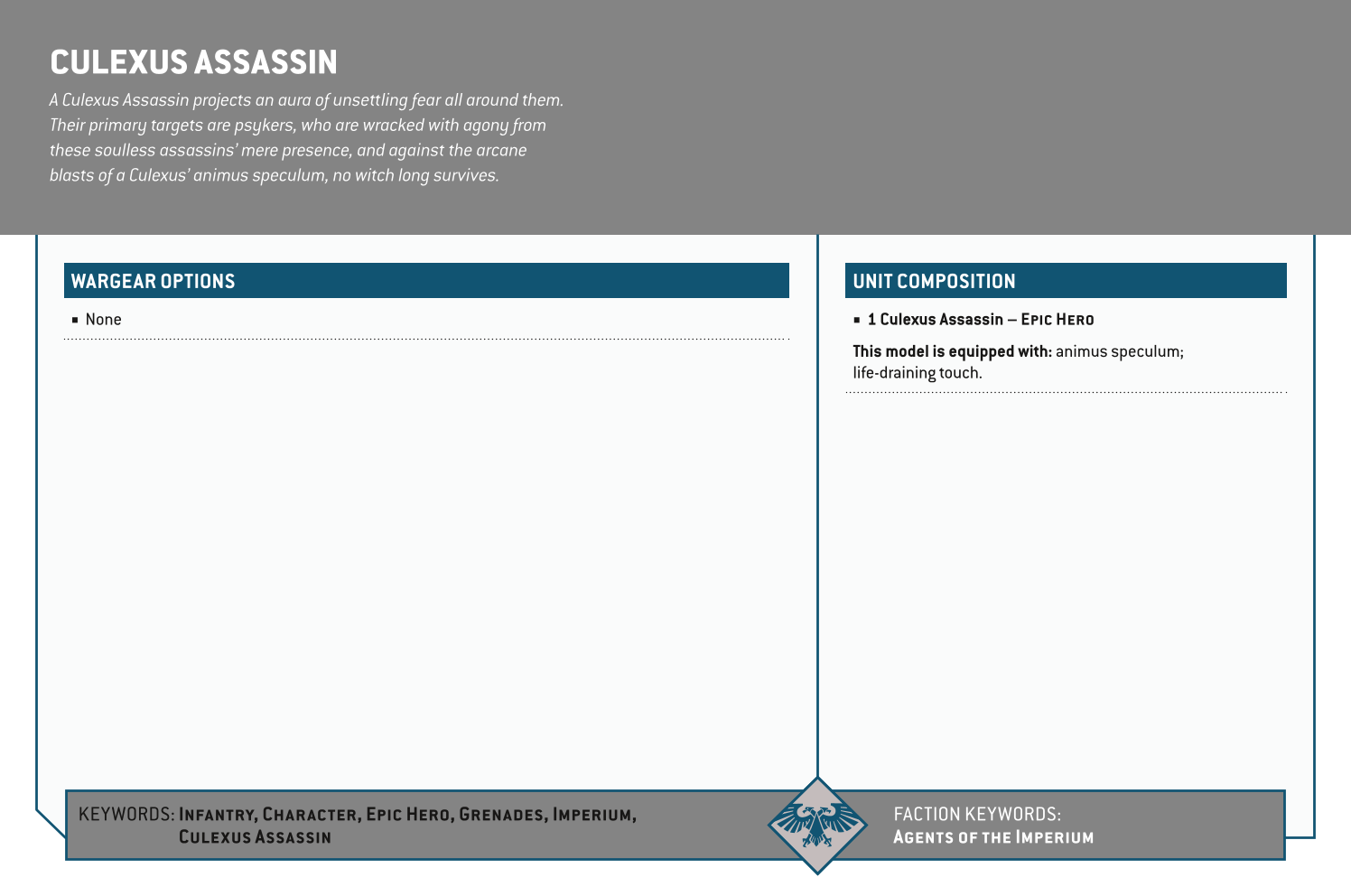 Culexus Assassin Options