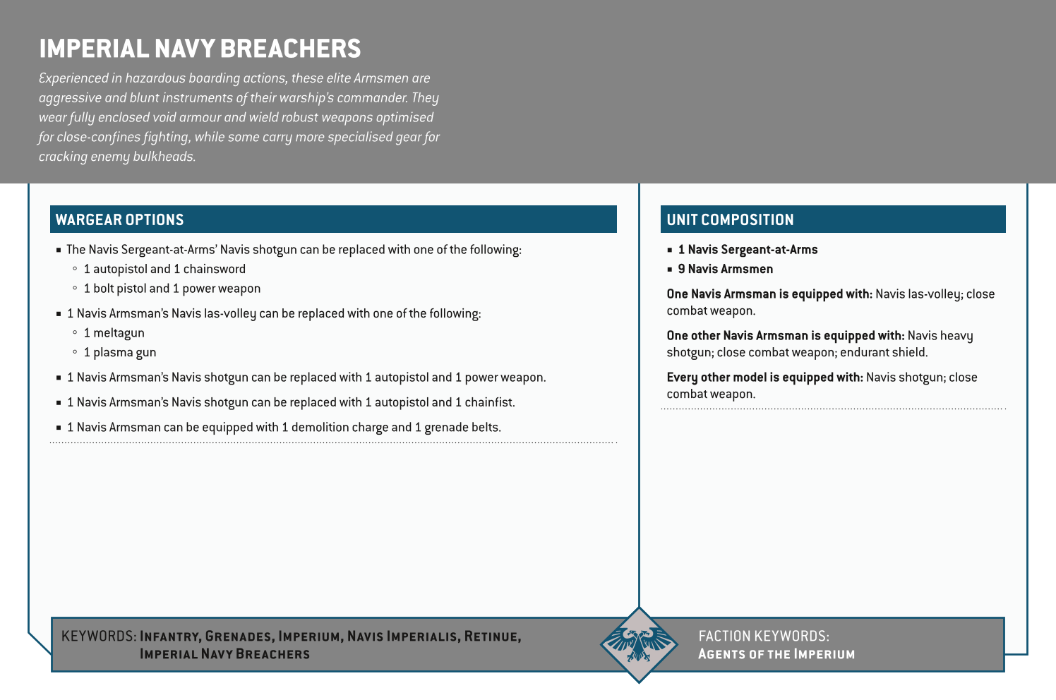 Imperial Navy Breachers Options