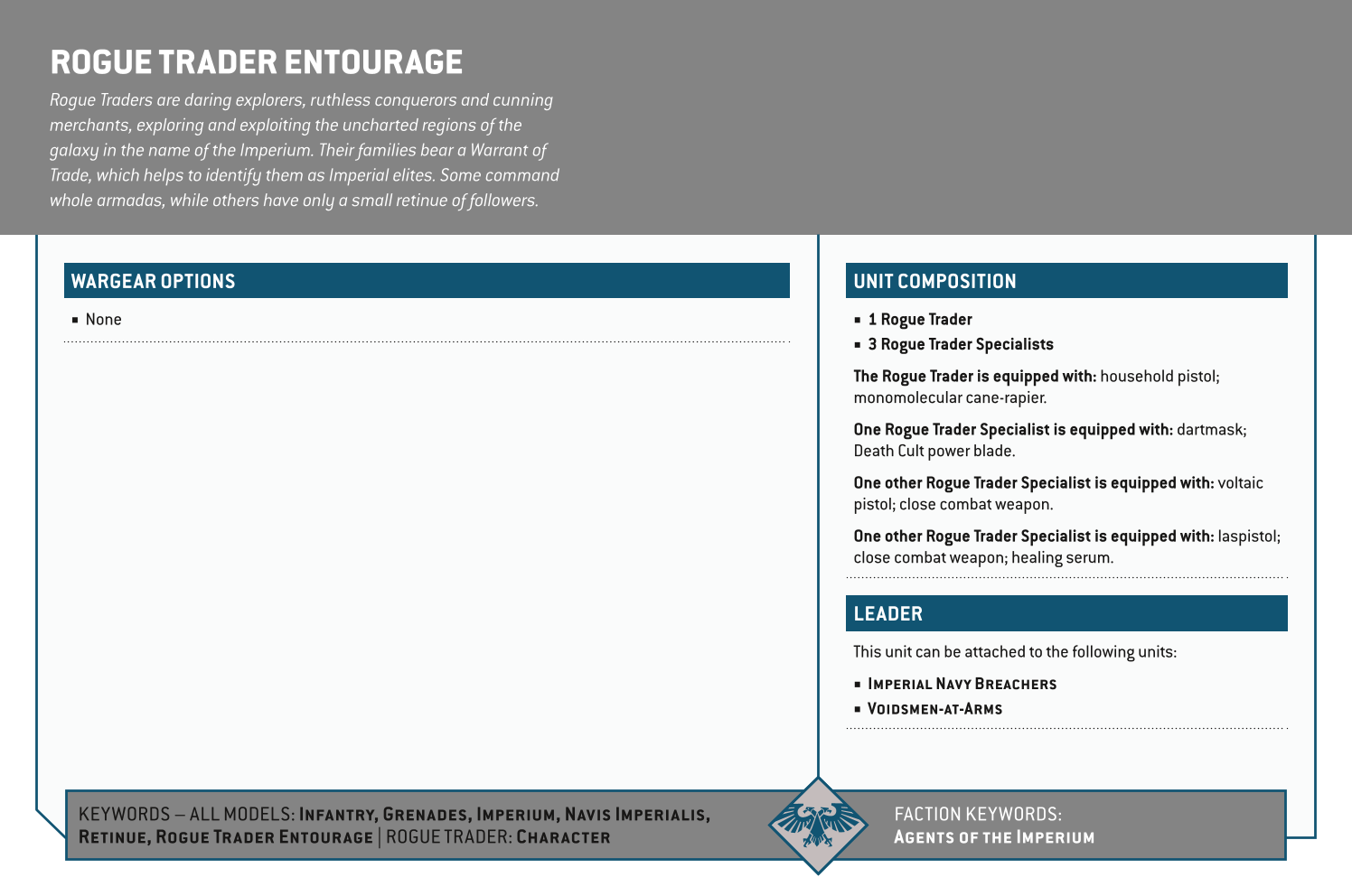 Rogue Trader Entourage Options