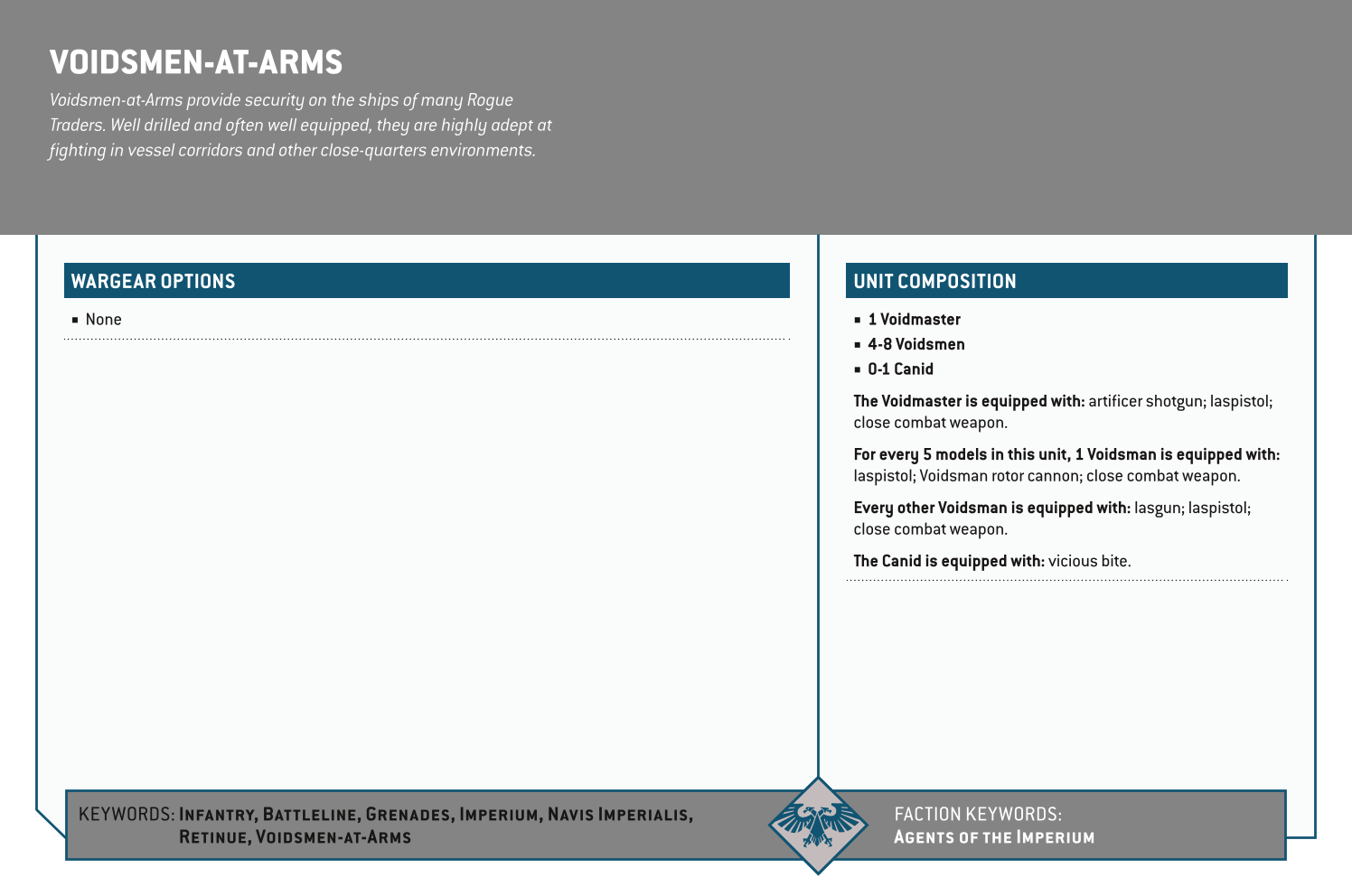 Voidsmen-at-arms Options