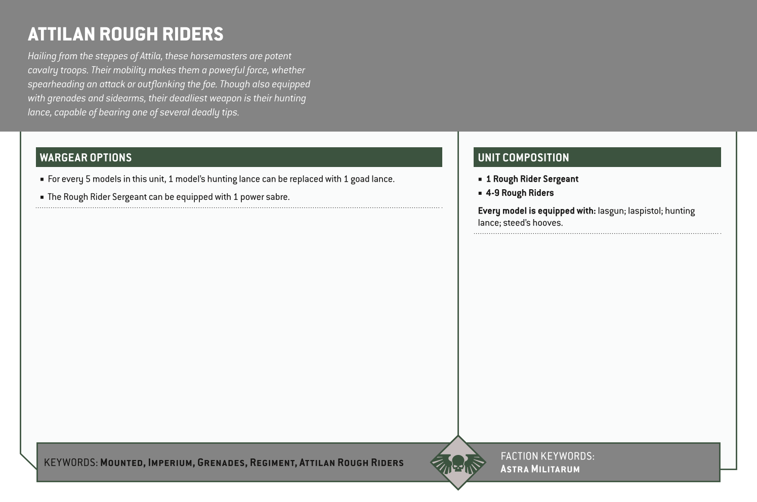 Attilan Rough Riders Options