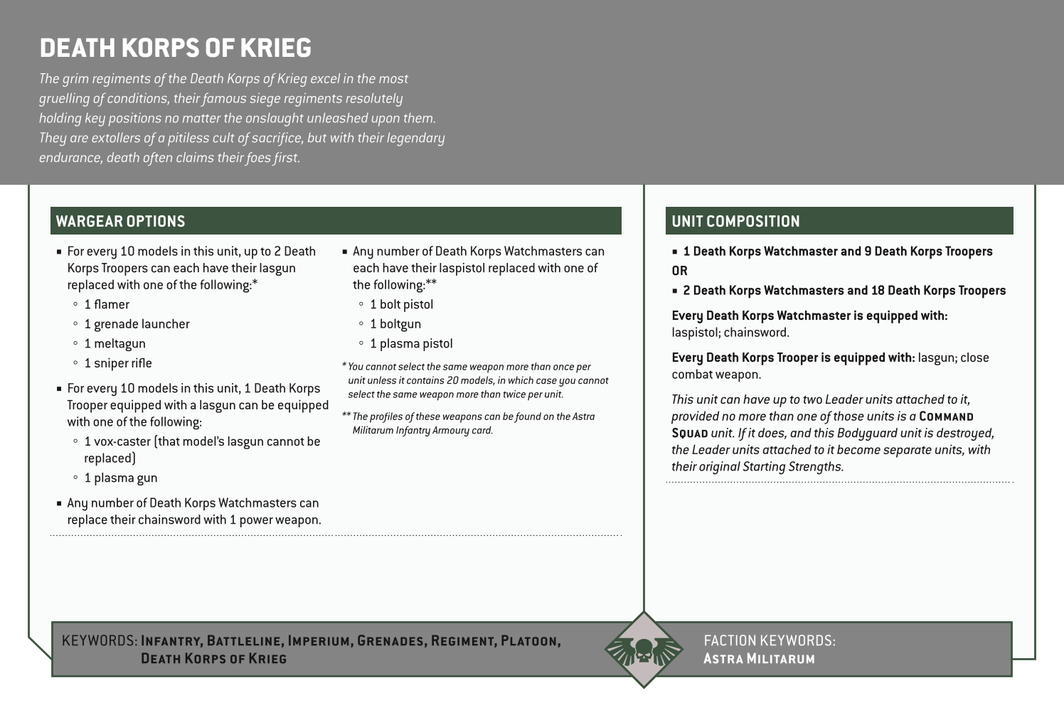 Death Korps Of Krieg Options