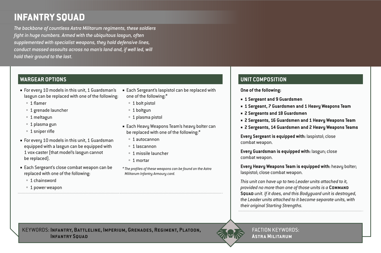 Infantry Squad Options