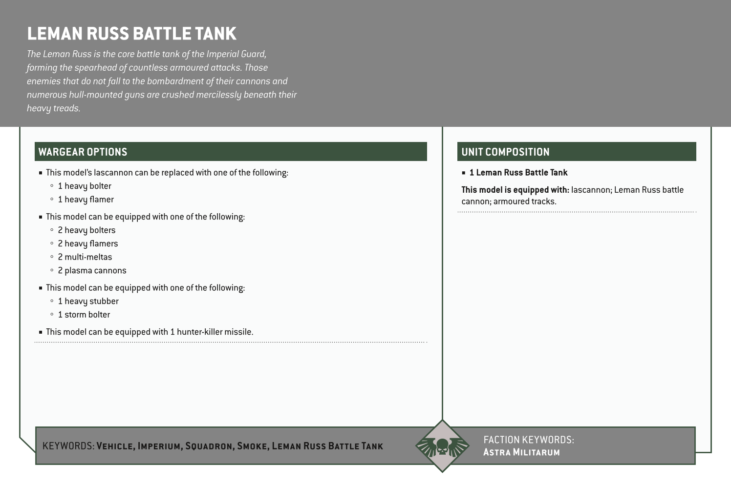 Leman Russ Battle Tank Options