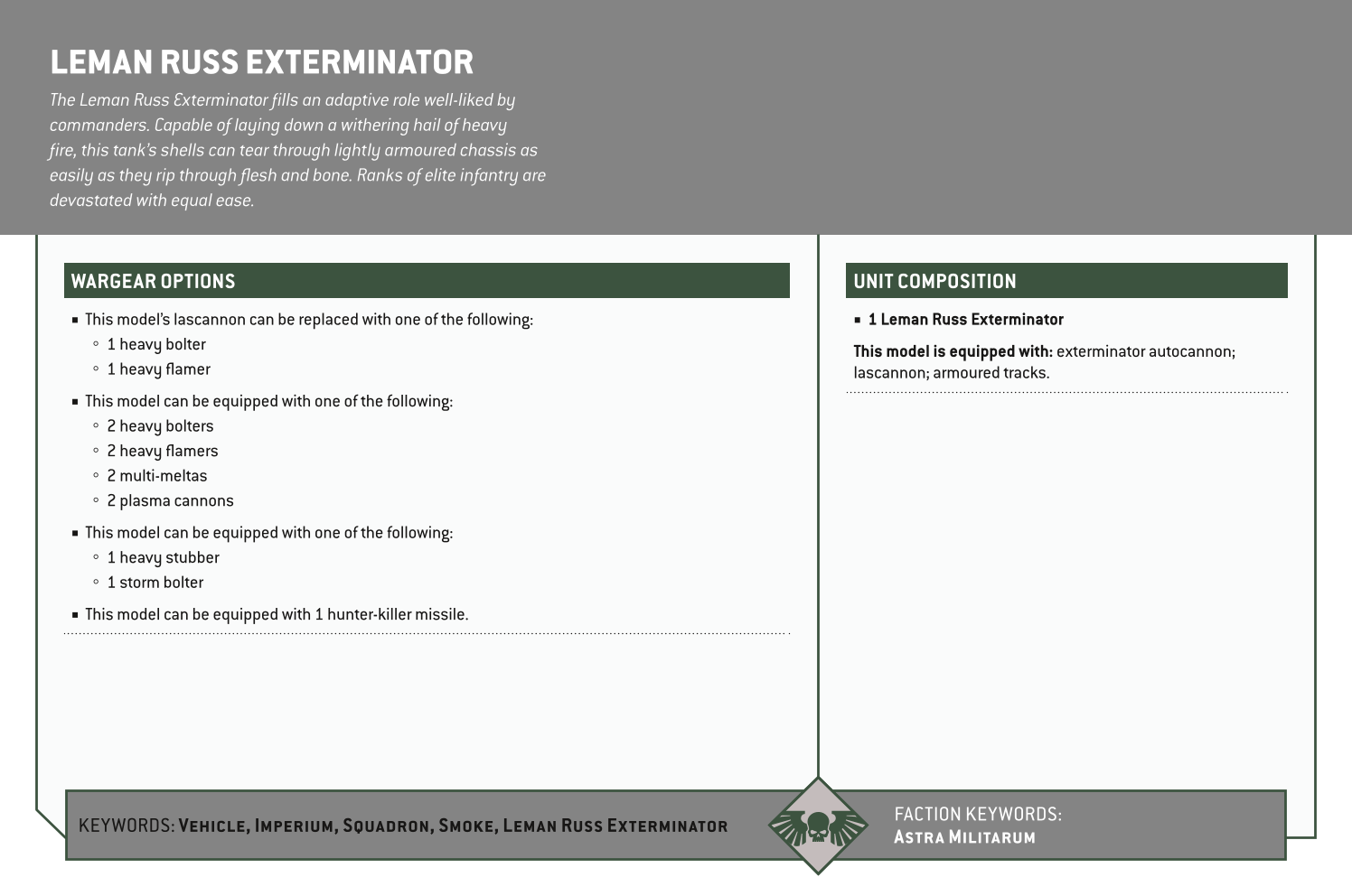 Leman Russ Exterminator Options