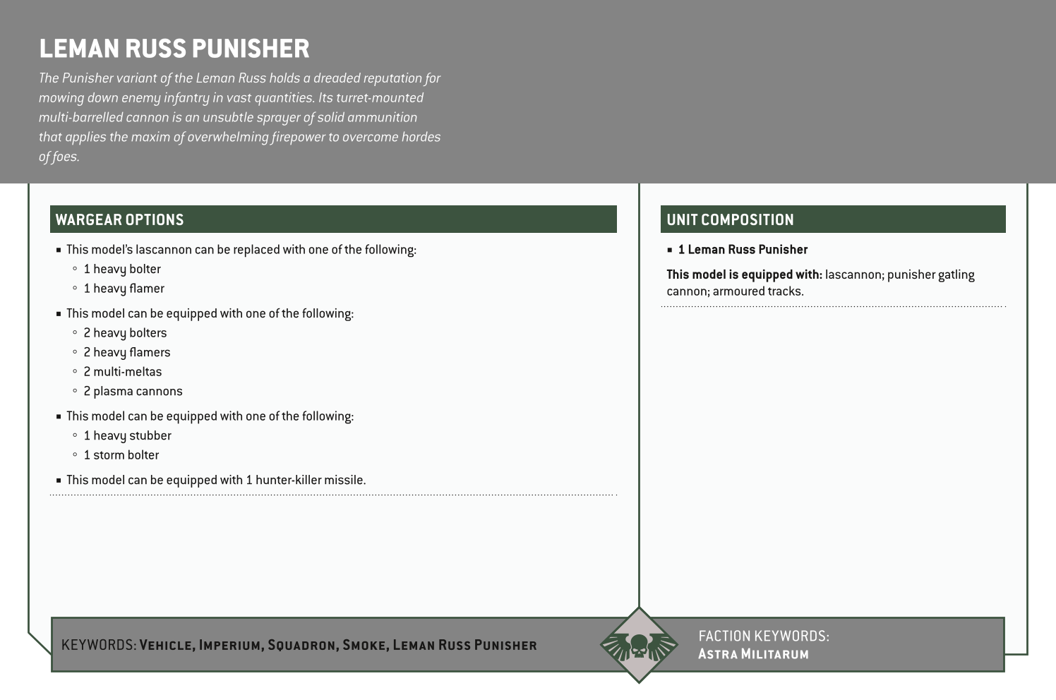 Leman Russ Punisher Options