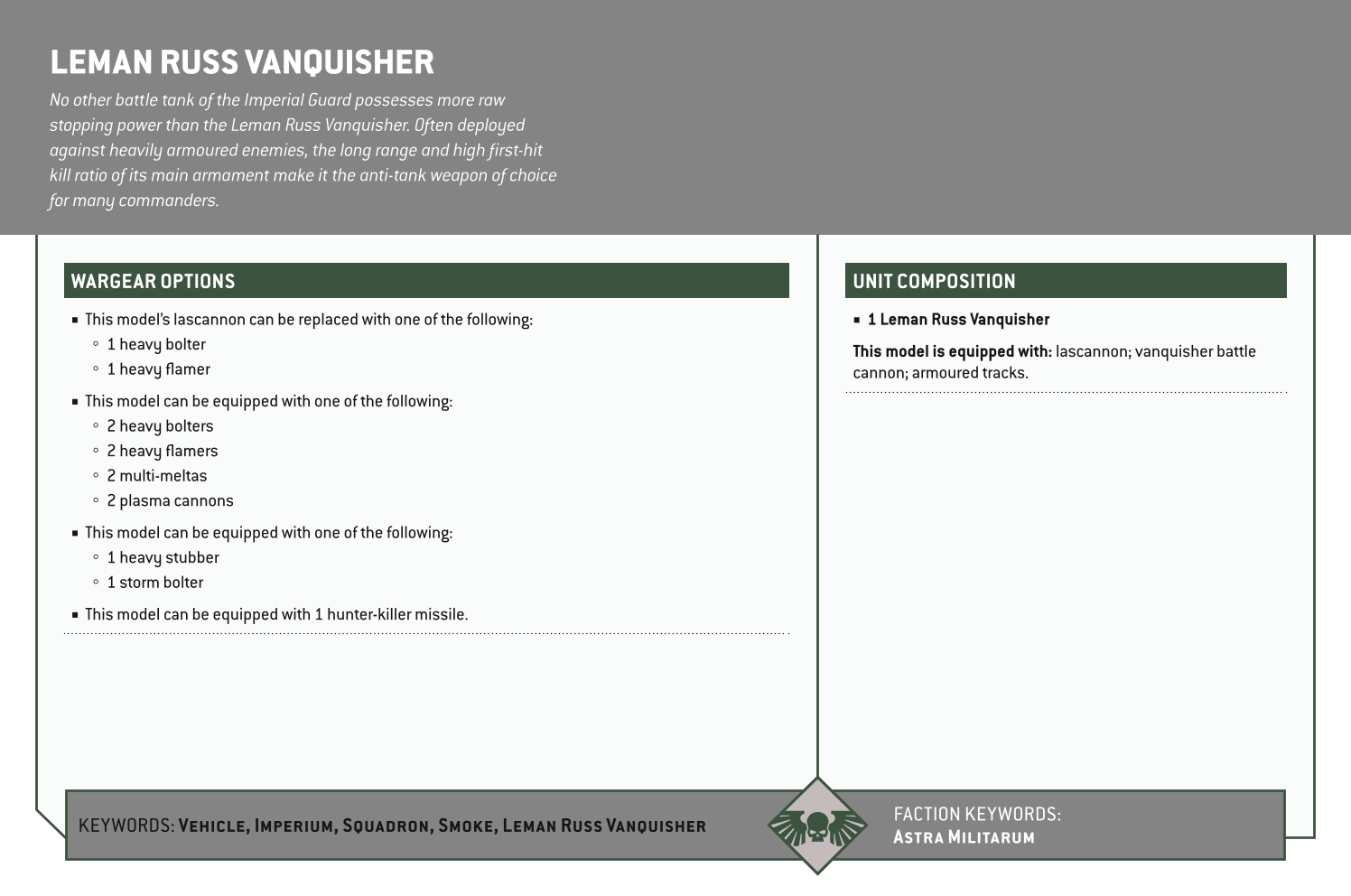 Leman Russ Vanquisher Options