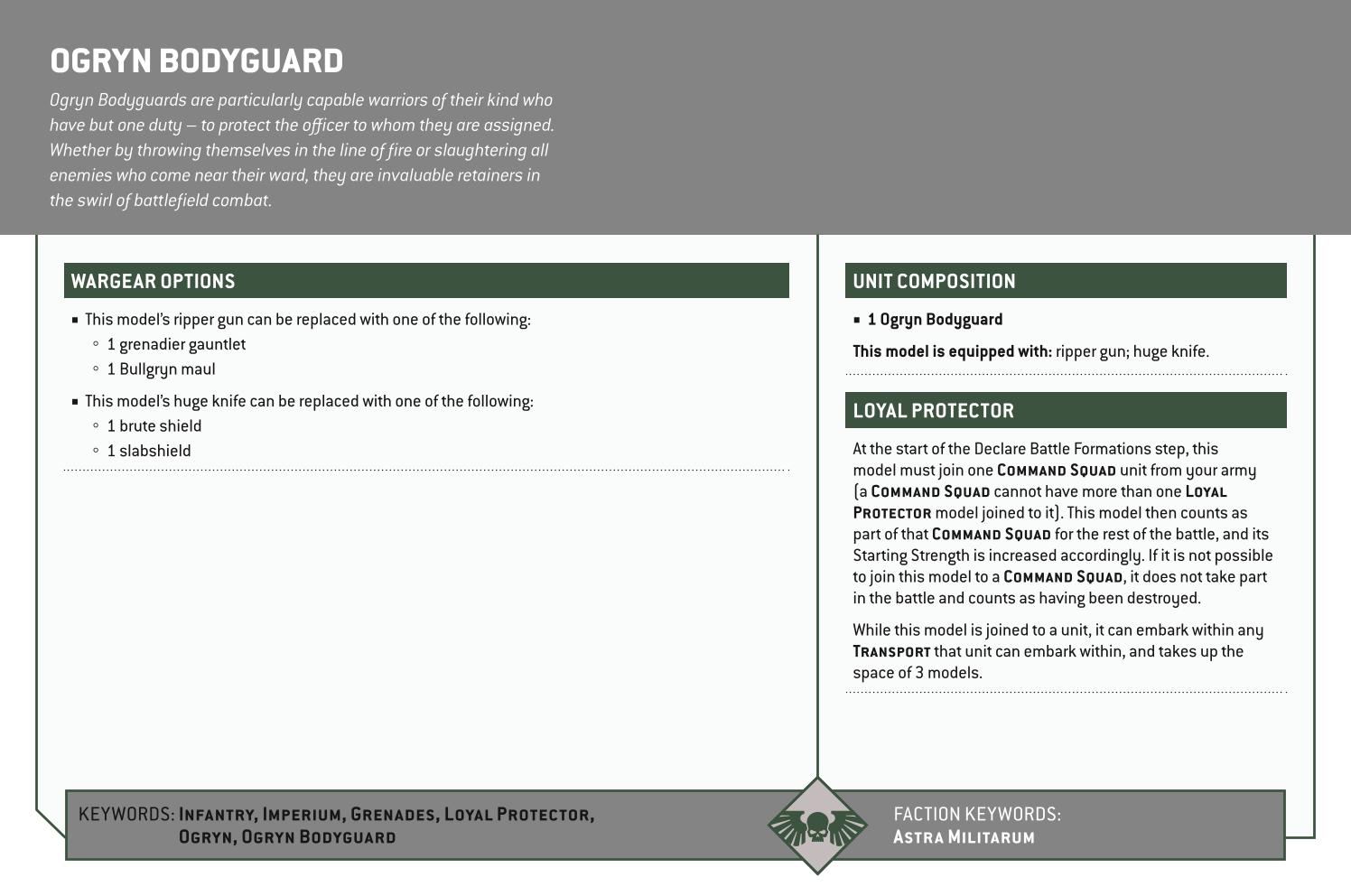 Ogryn Bodyguard Options