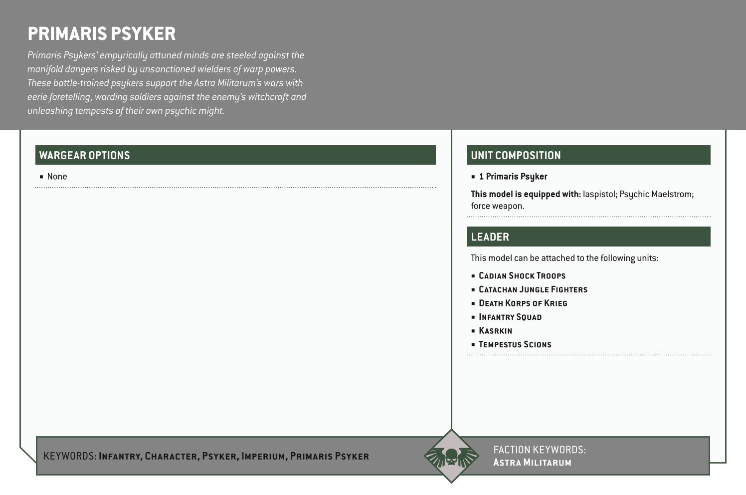 Primaris Psyker Options