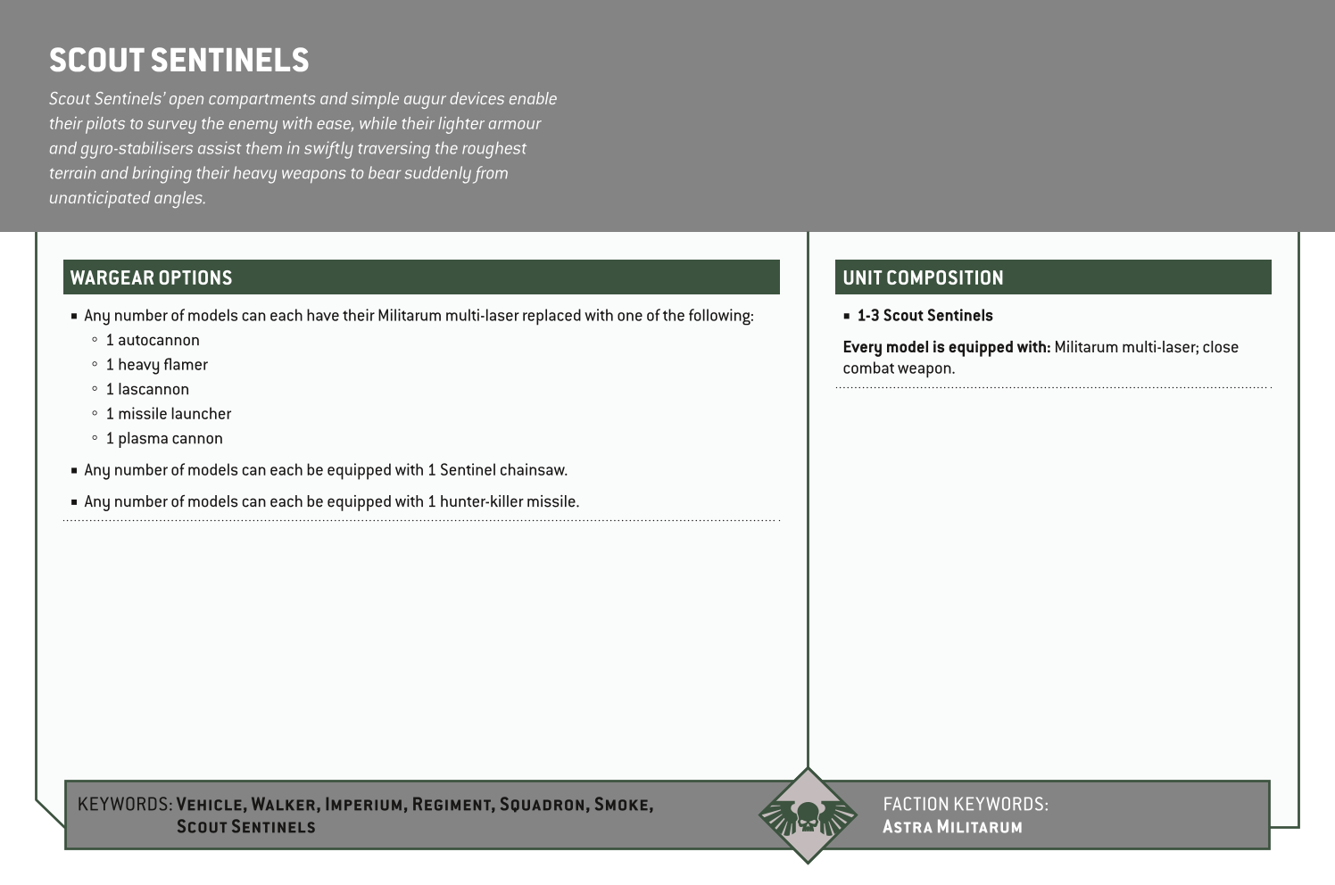 Scout Sentinels Options